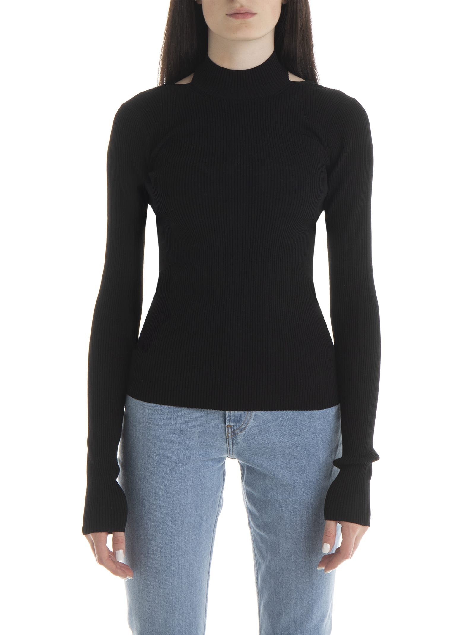 Helmut Lang Helmut Lang Viscose Stretch Open Pull Over Black