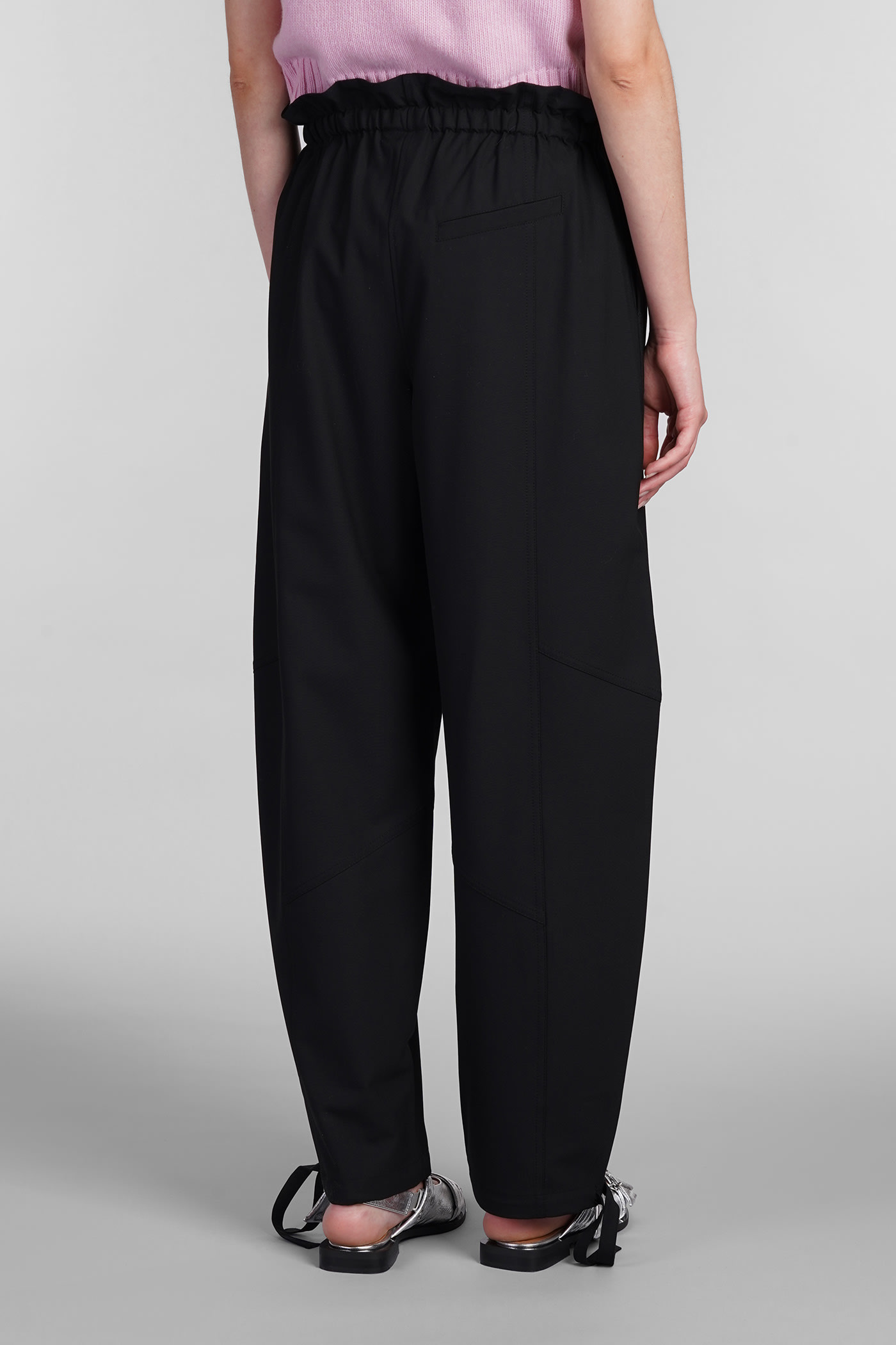 Shop Ganni Pants In Black Viscose