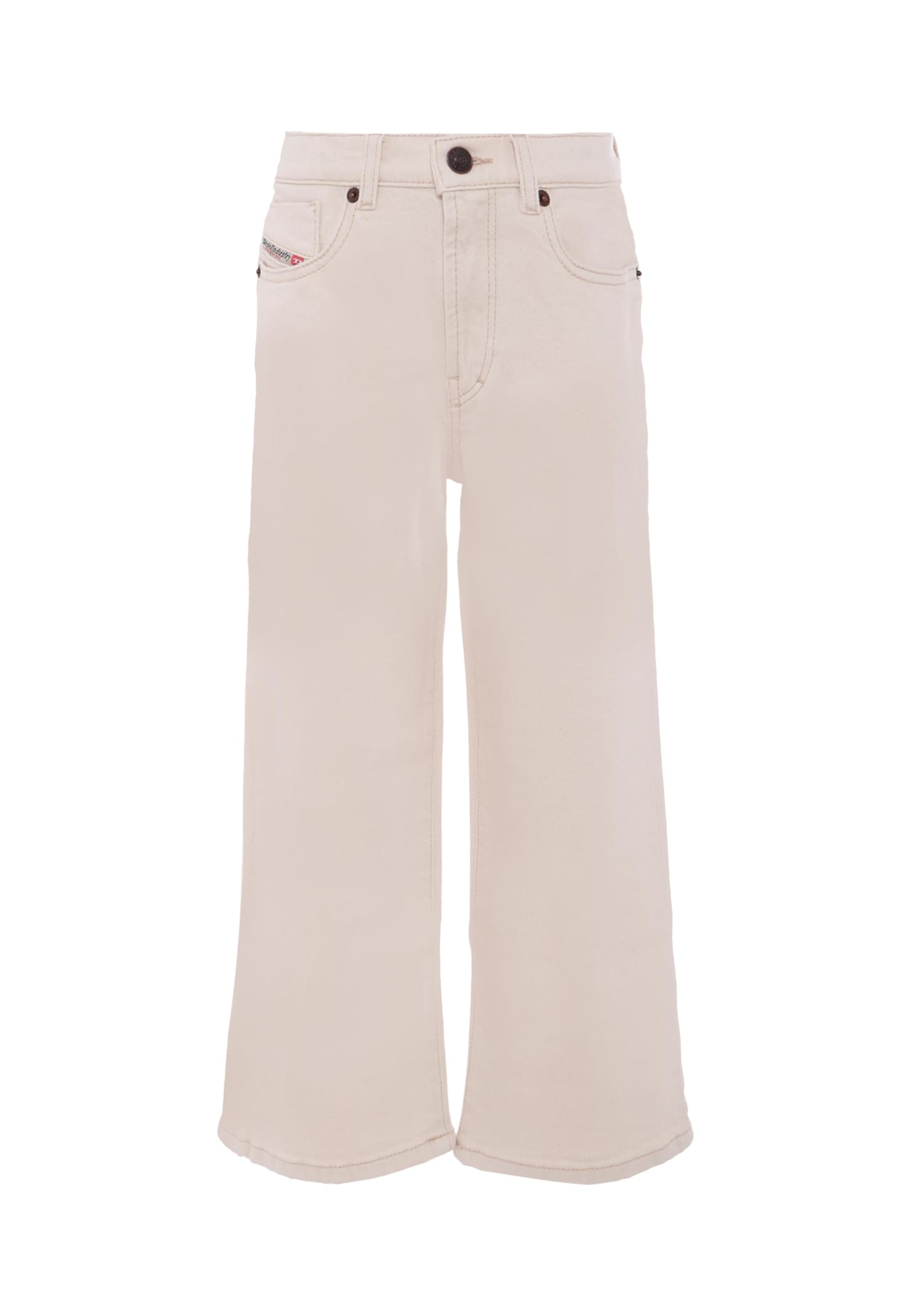 Diesel Ivory Jeans For Girl With Logo In Neutral