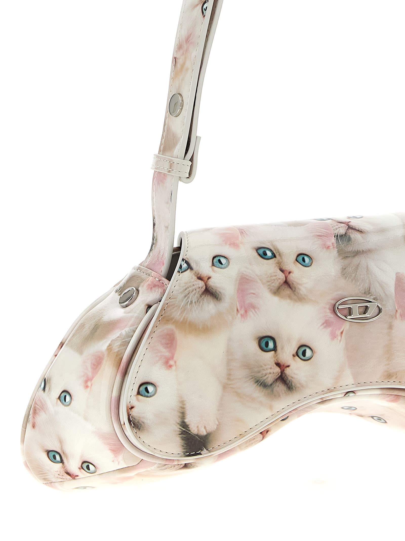 Diesel Gaming Controller-inspired White Polyurethane Handbag In White