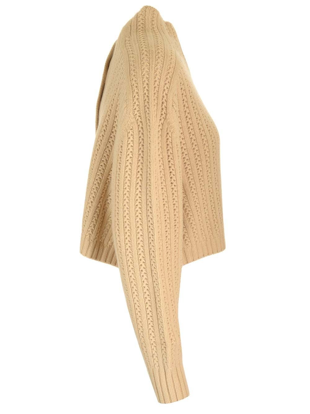 Shop Max Mara Hodeida High Neck Cropped Cardigan In Beige