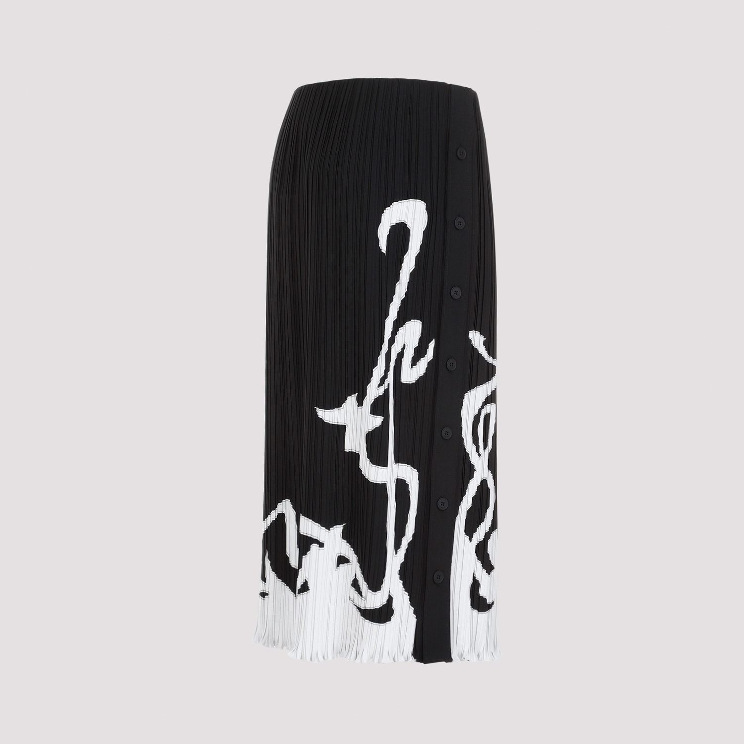 Shop Lanvin Pleated Long Skirt In Black