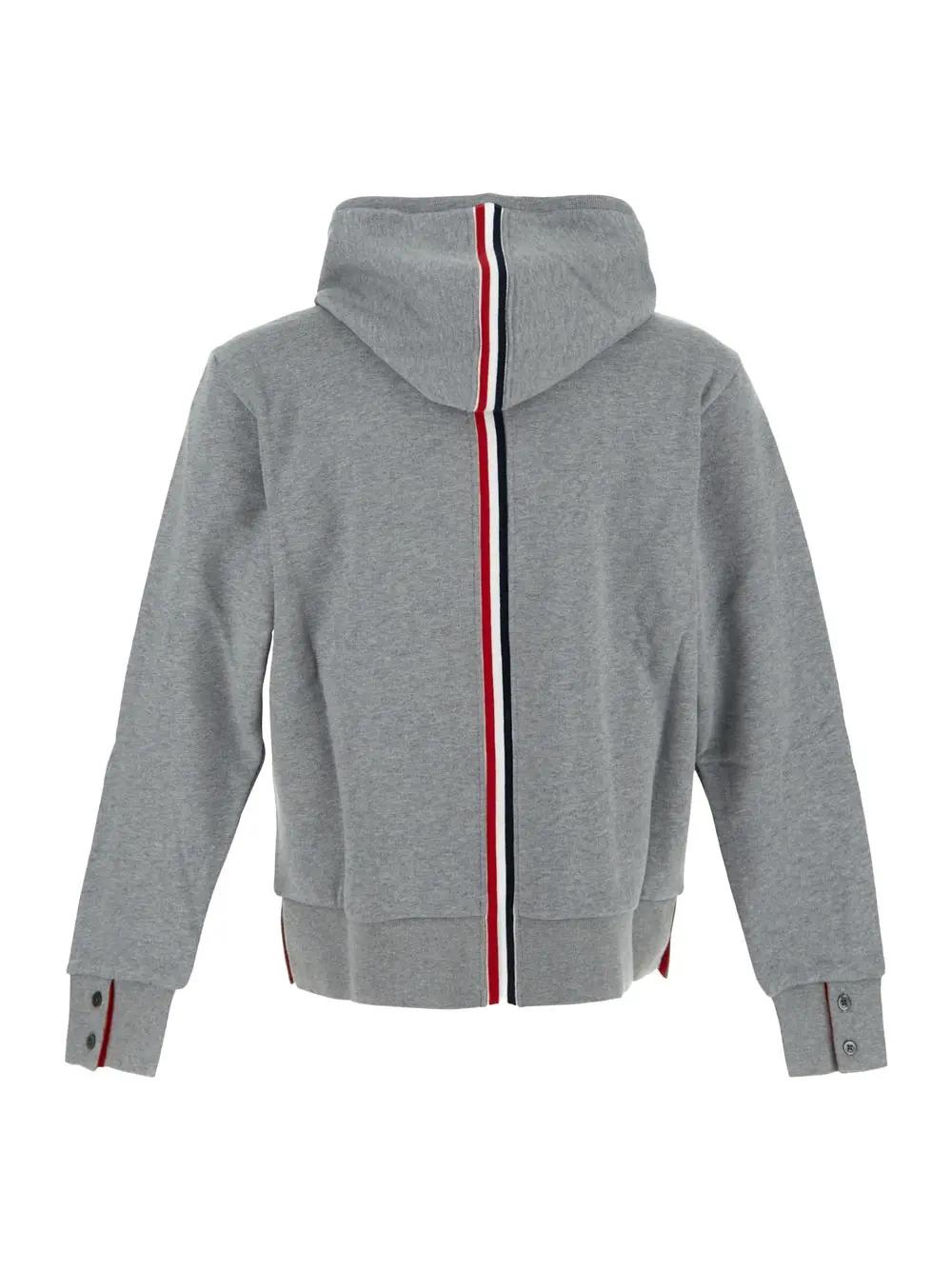Shop Thom Browne Hoodie Zip Up Pullover In Grey