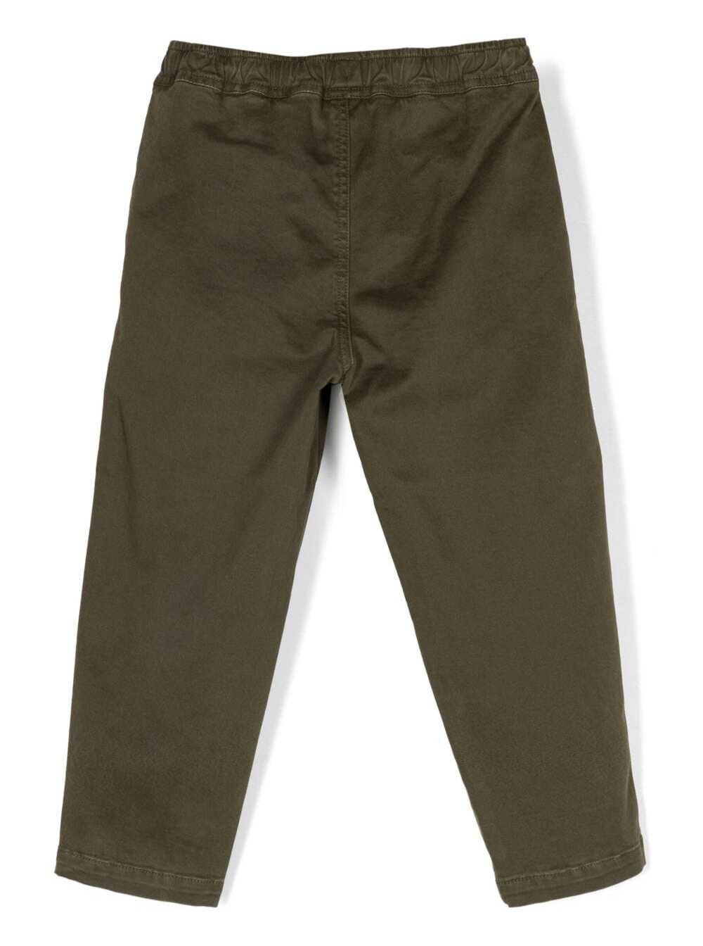 Shop Il Gufo Green Pants With Elastic Waistband In Stretch Cotton Boy