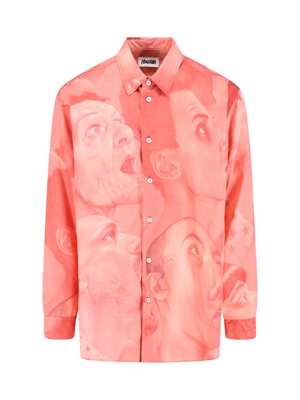 Magliano Graphic Print Long Sleeve Button-down Shirt In Pink