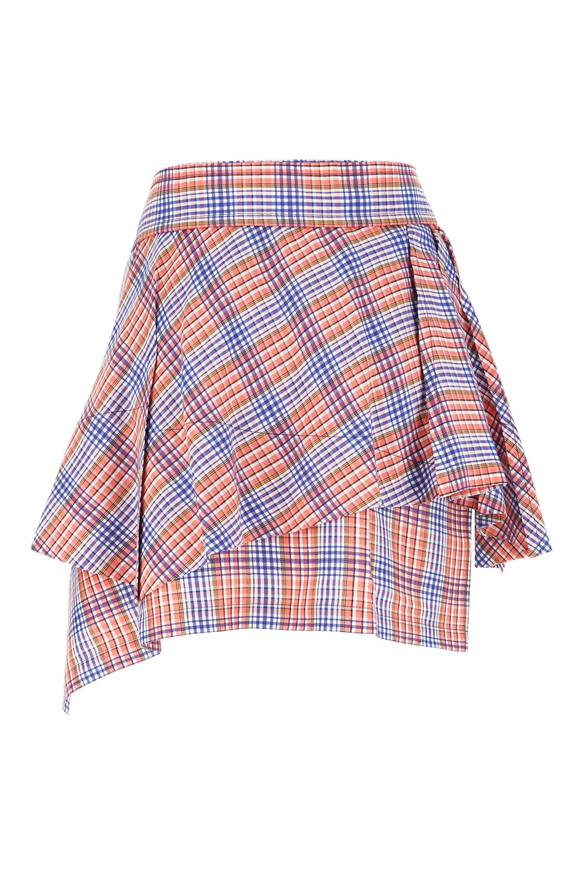 Vivienne Westwood Layered Asymmetric Hem Checked Skirt In Red Blue