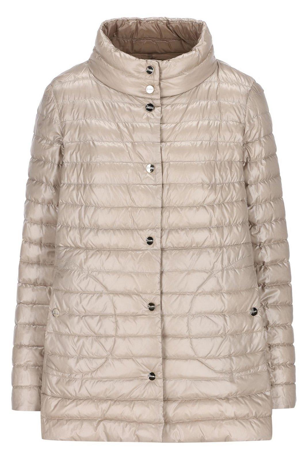 Herno Reversible Button-up Down Jacket In Tortora Chantilly