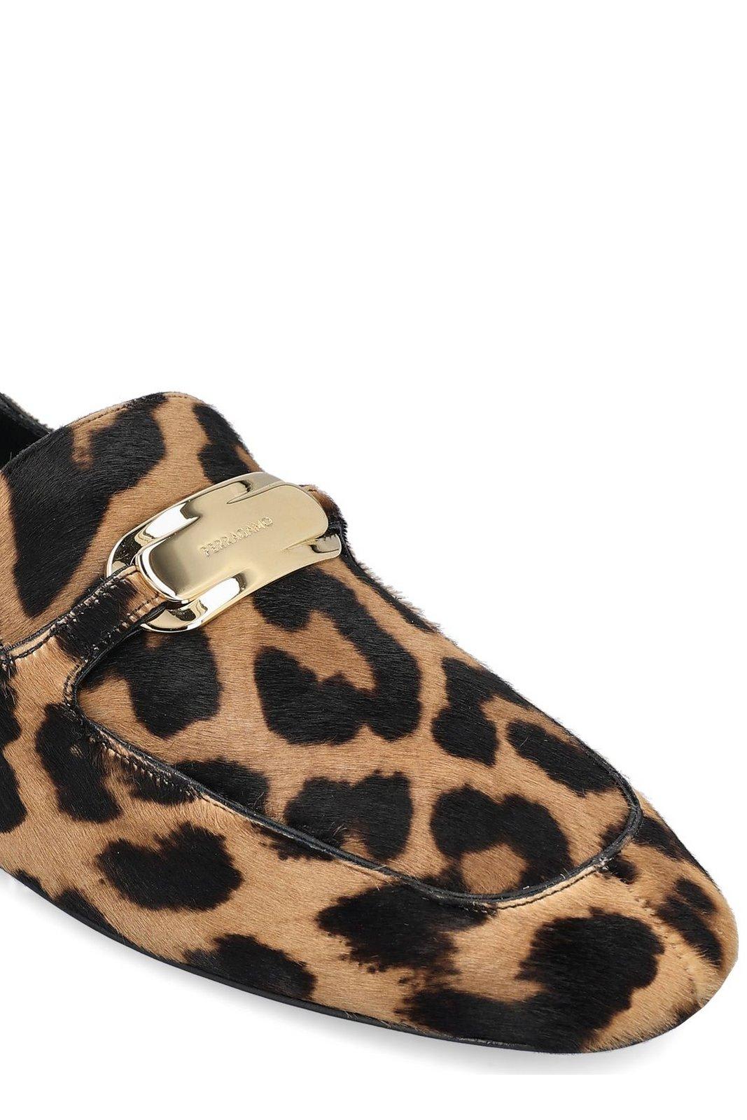 Ferragamo Leopard Printed Slip-on Flat Shoes