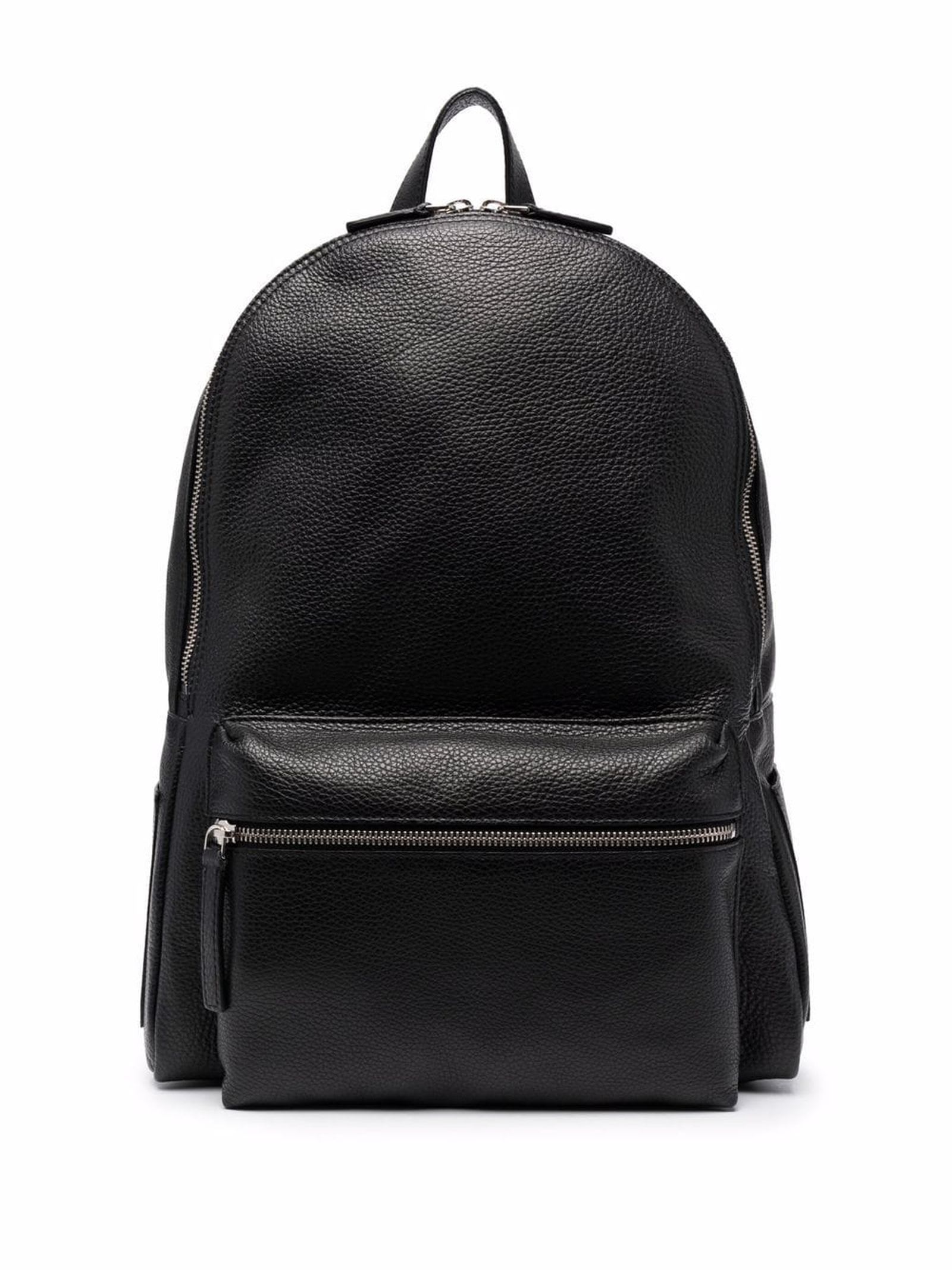 Black Calf Leather Micron Backpack