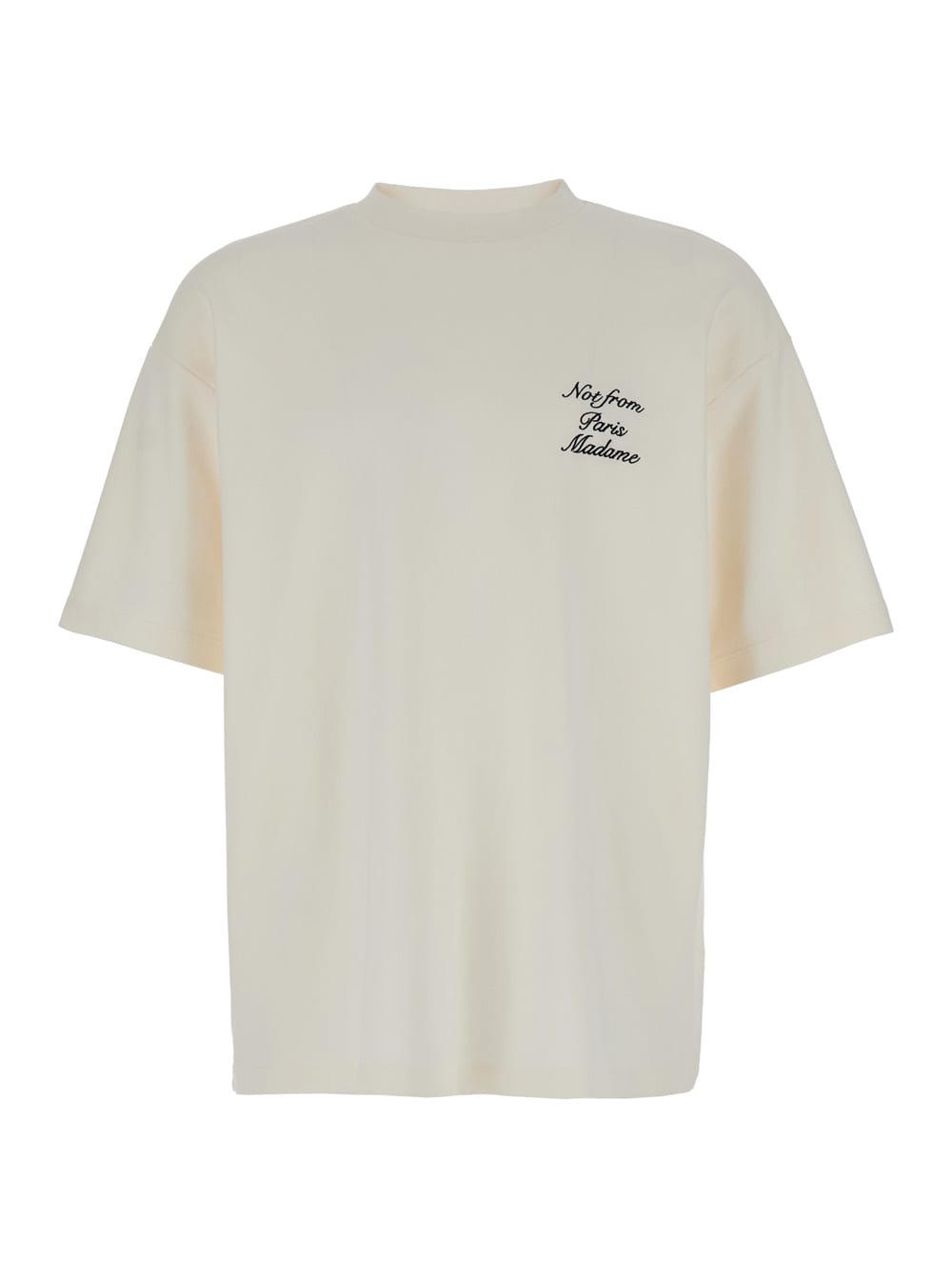 White Crew Neck T-shirt With Print In Cotton Man