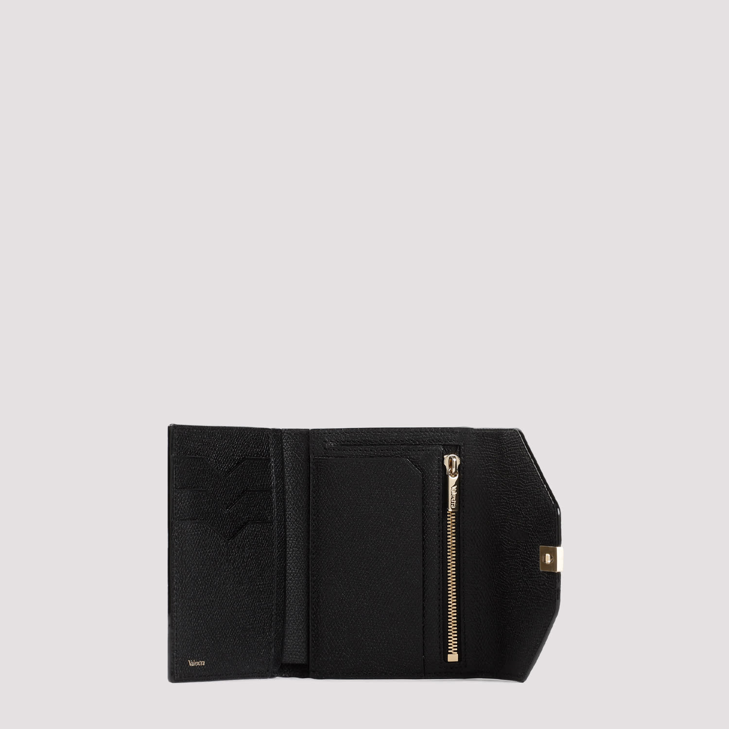 Valextra Iside Calf Leather Wallet In Black