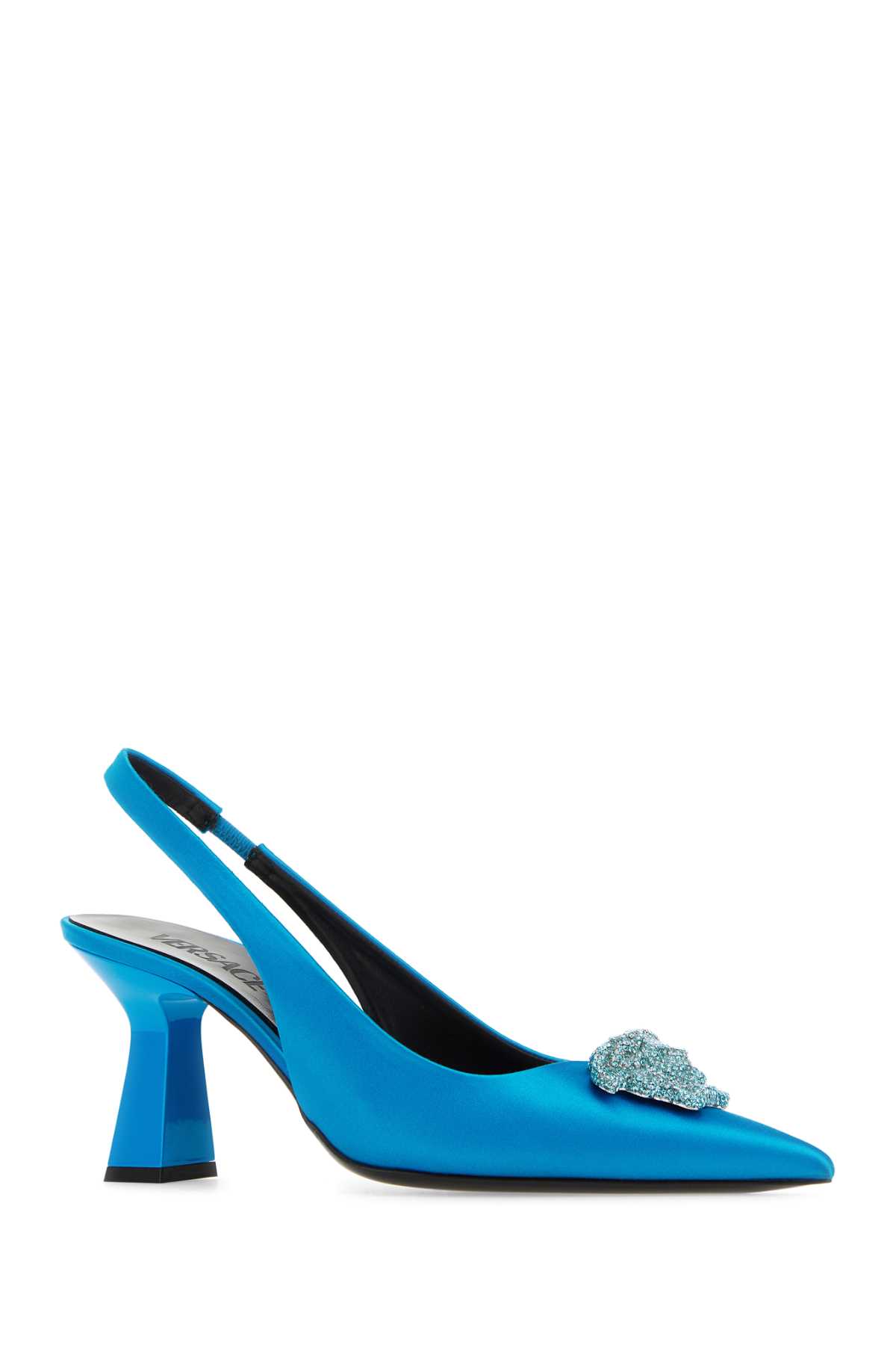 Versace Turquoise Satin Pumps In 1vb70
