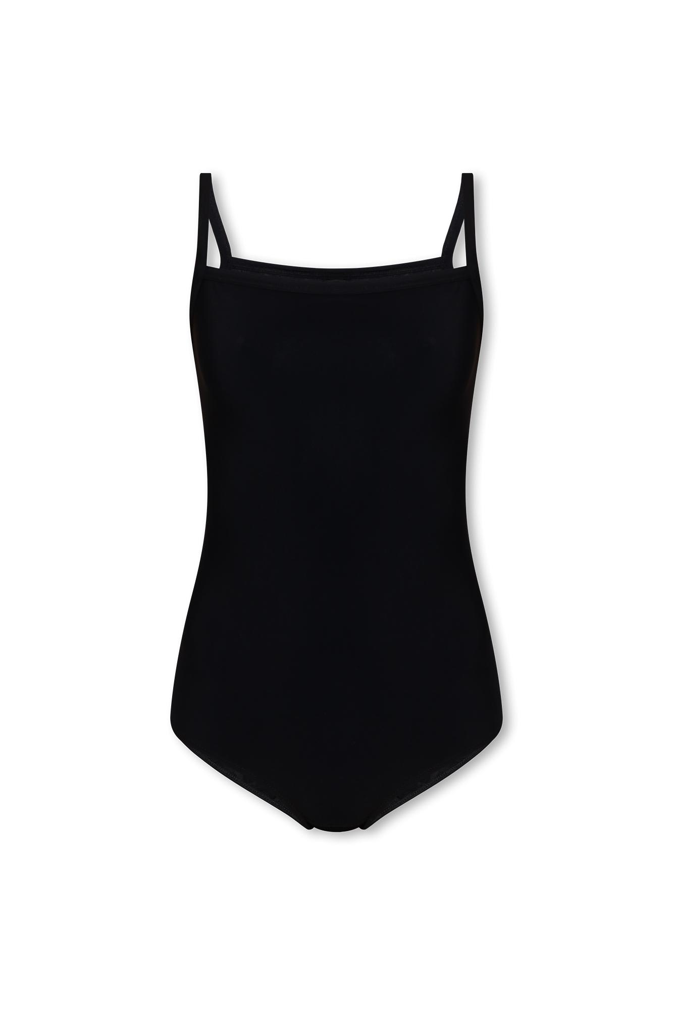 Shop Mm6 Maison Margiela Bodysuit With Shoulder Straps In Black