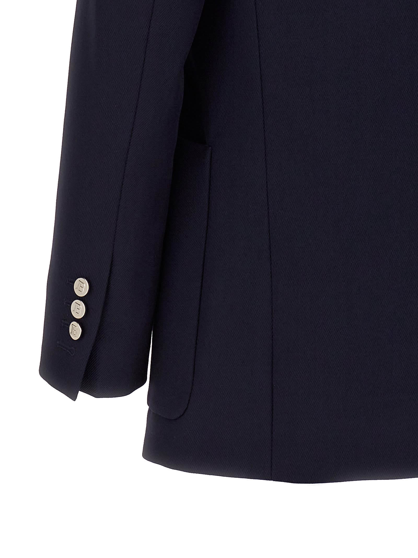 Shop Balmain Double-breasted Blazer In Blue