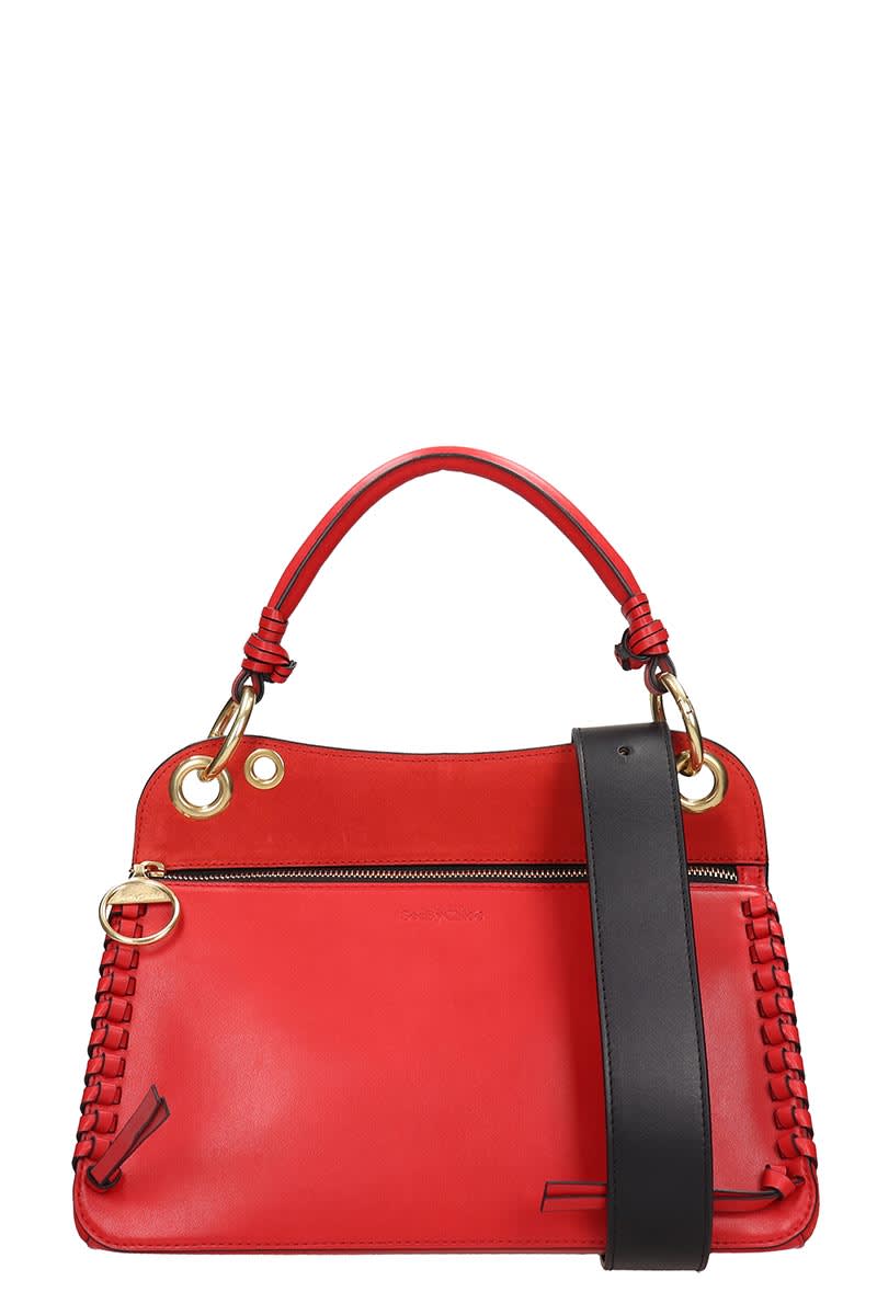See By Chloé Hand Bag In Red Suede And Leather