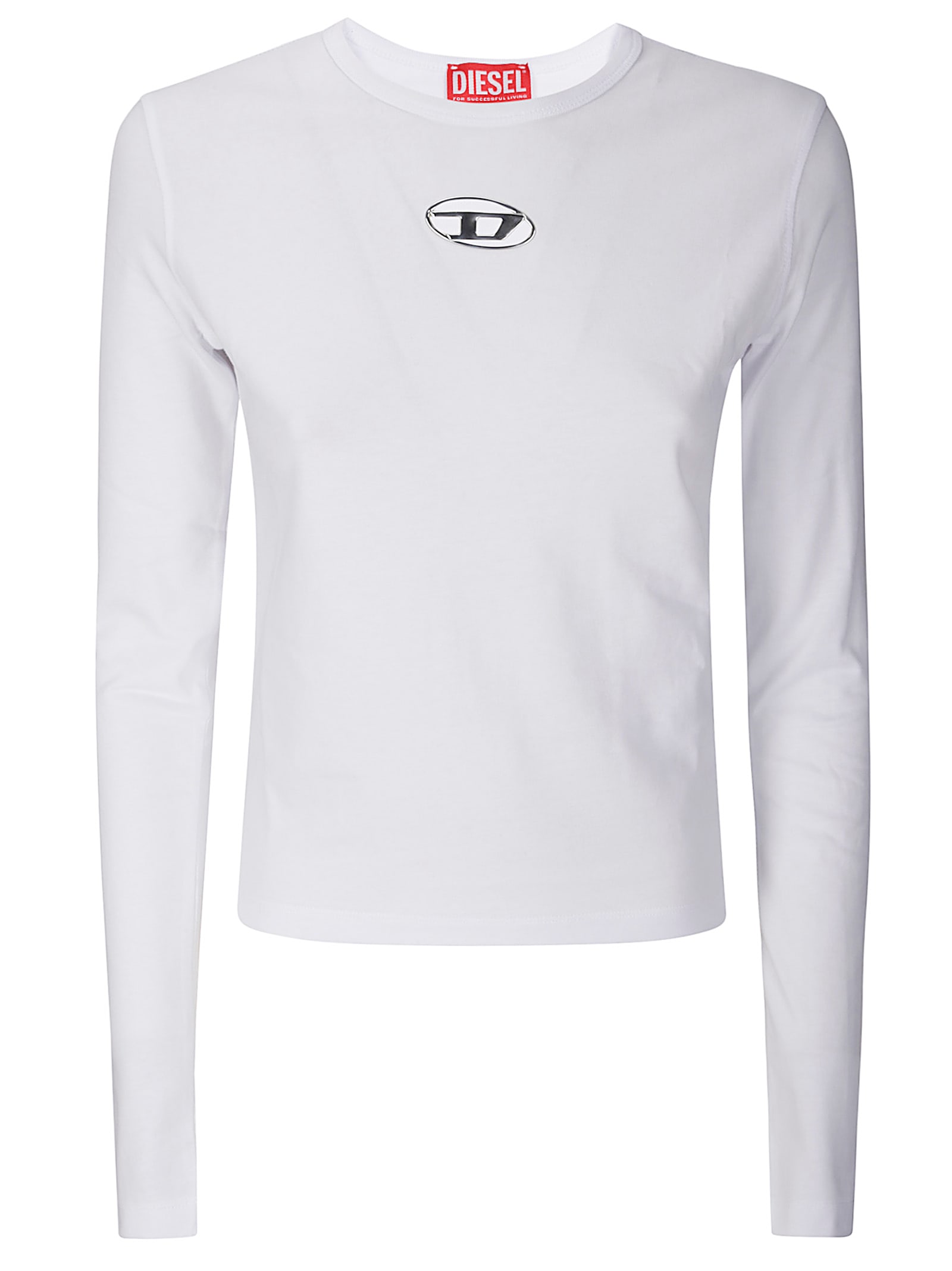 Diesel Long-sleeve Top With Oval D Cut-out In White