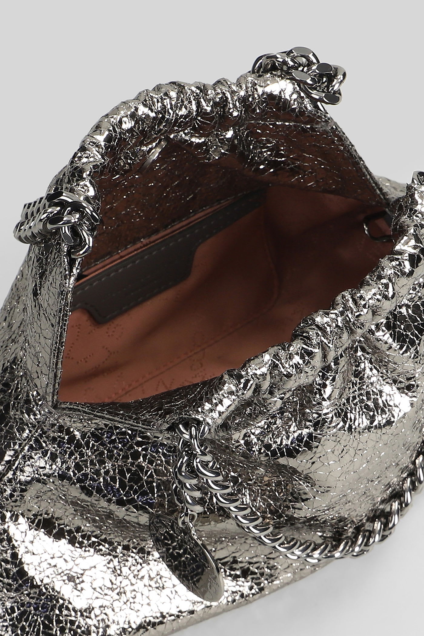 Stella Mccartney Falabella Mini Shoulder Bag In Silver Polyester In Silver