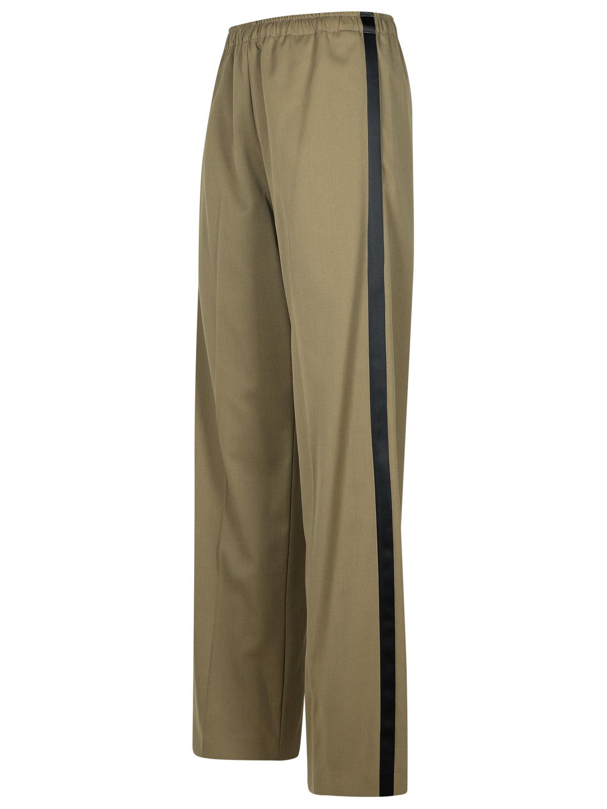 Shop Mm6 Maison Margiela Green Polyester Blend Trousers