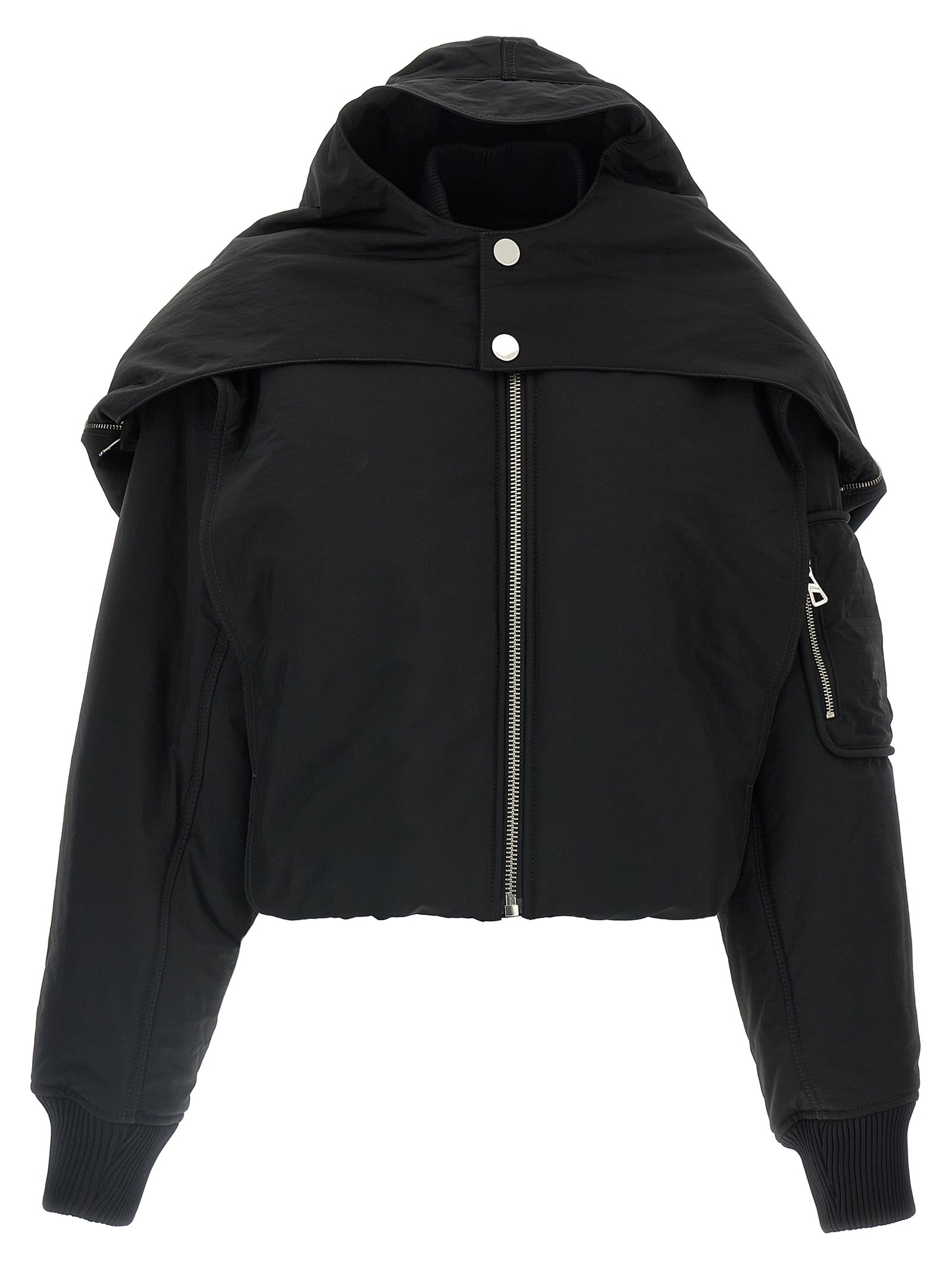 Jean Paul Gaultier Cropped Bomber With Hidden Hood Detail In Black