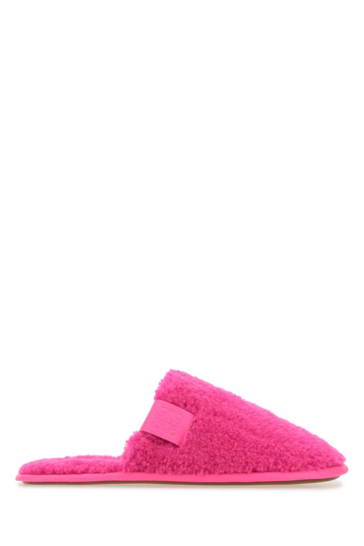 Loewe Fluo Pink Pile Slippers