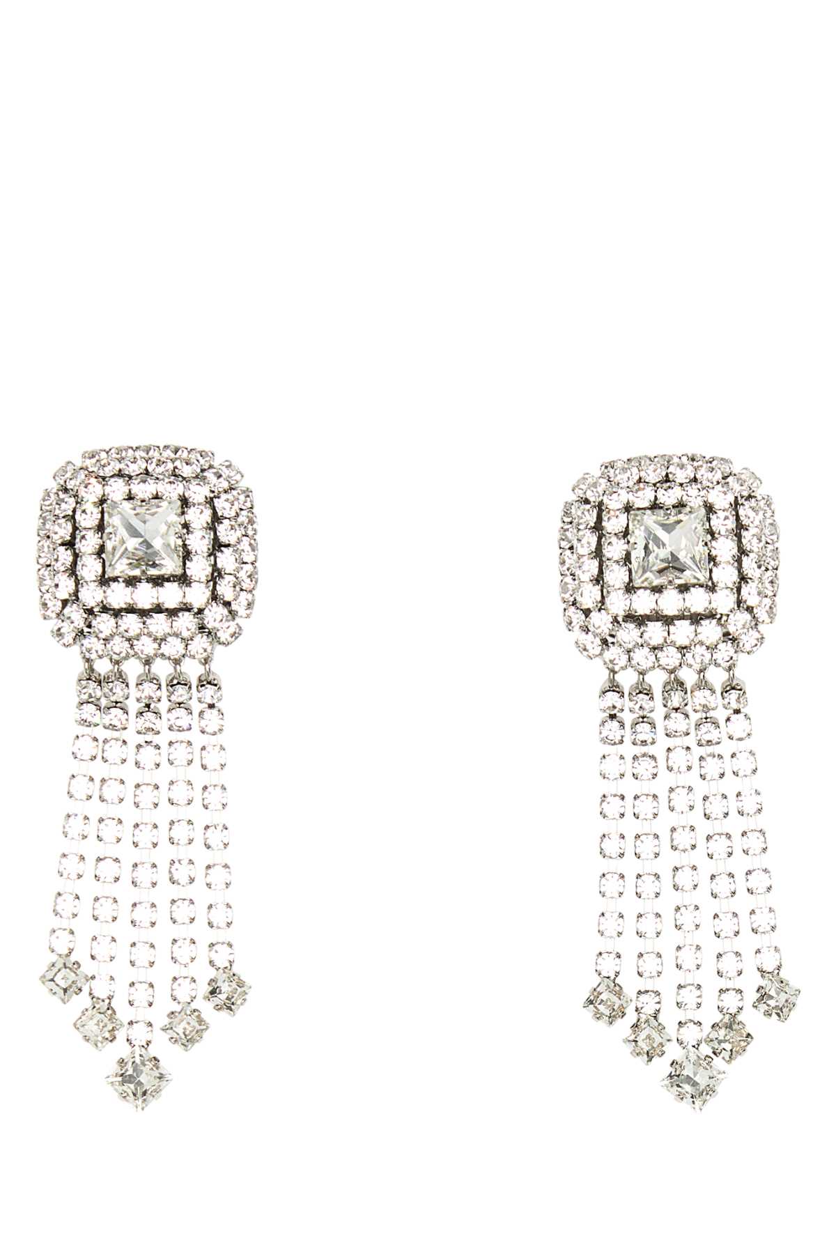 Shop Alessandra Rich Embellished Metal Earrings In Crysilver