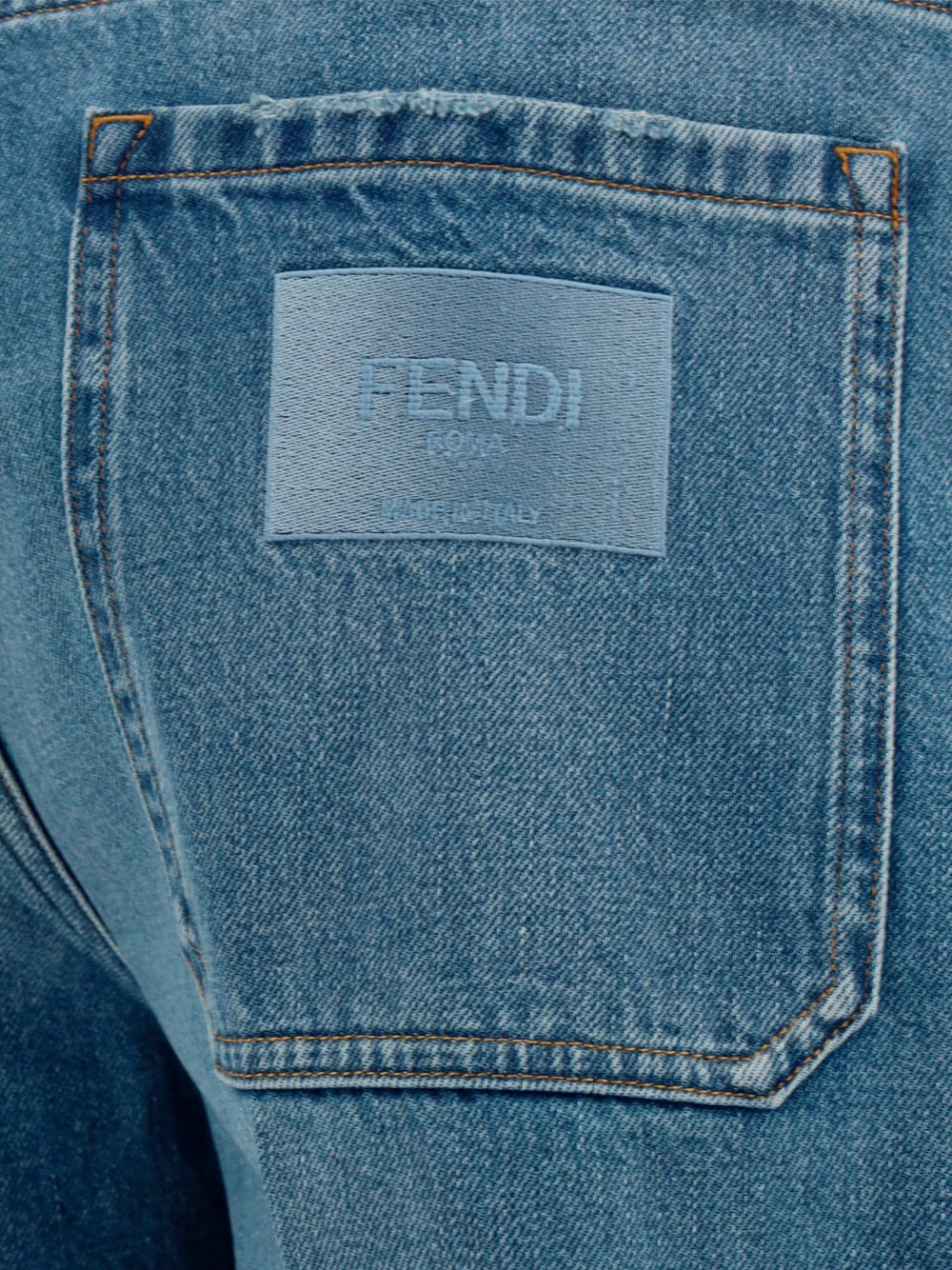 Fendi Denim Bermuda Shorts In Dark Blu