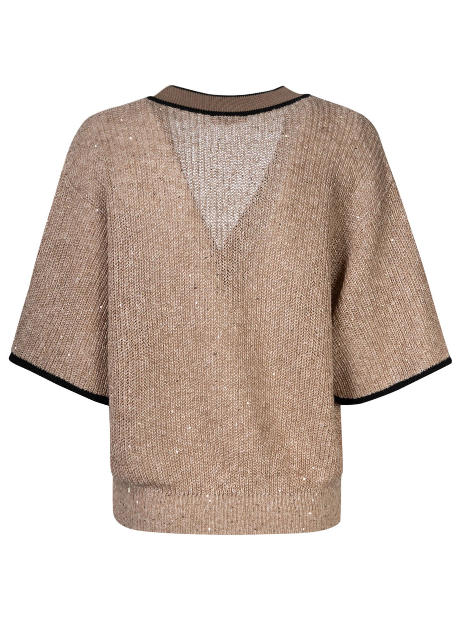 Shop Brunello Cucinelli Ribbed Cropped Cardigan In Camel
