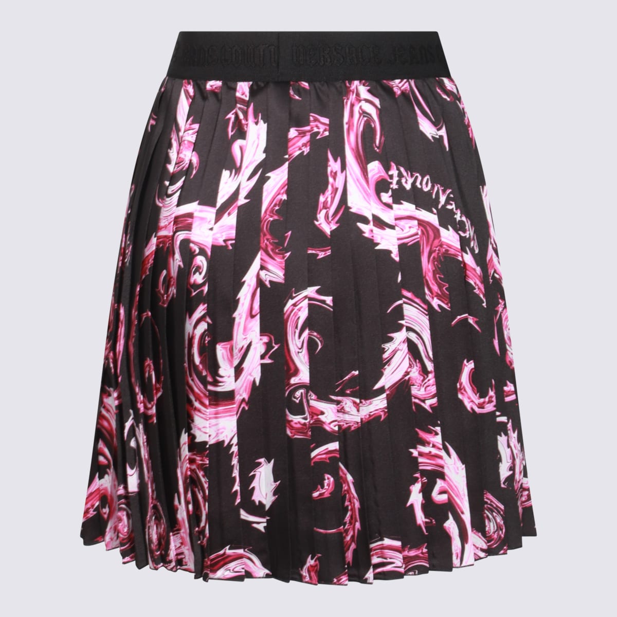 Versace Jeans Couture Pleated Mini Skirt With Vibrant Pattern In Multicolour