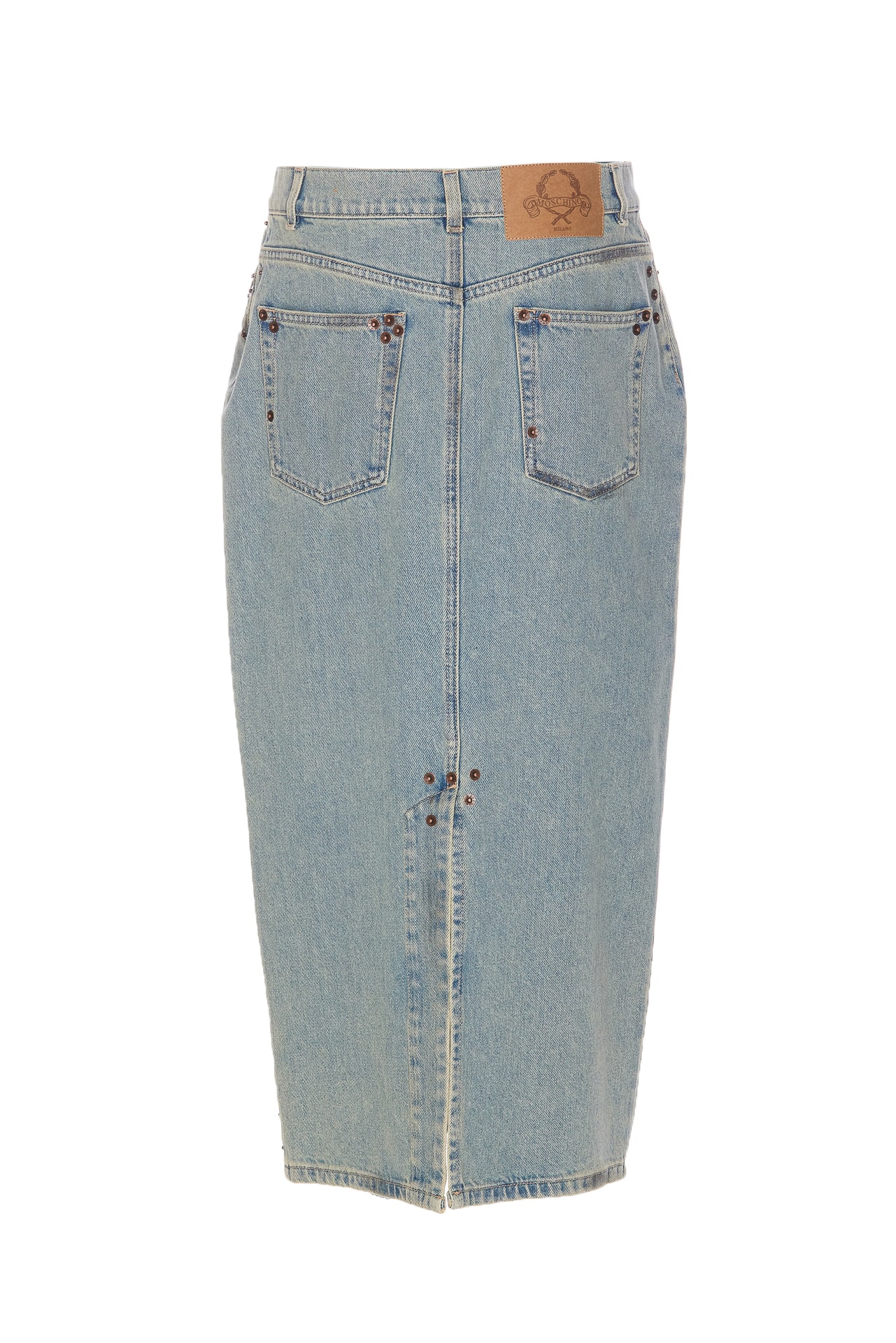 Shop Moschino Denim Skirt In Blue