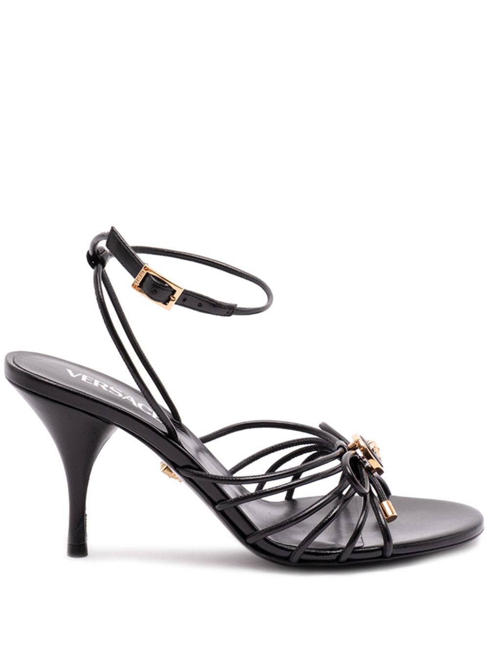 Versace Nappa Leather Sandals Strappy Design Ankle Strap In Animal Print