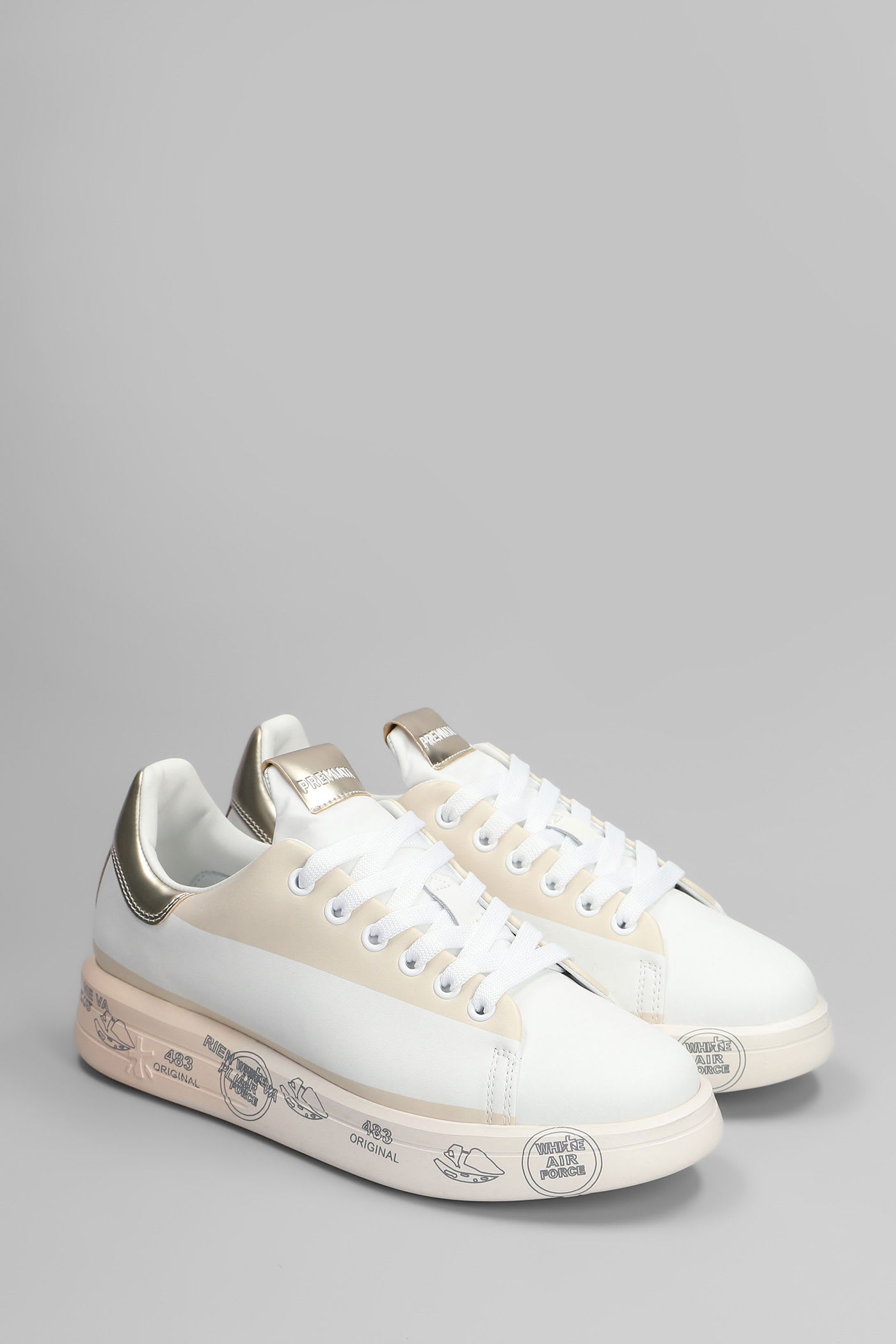 Premiata Belle Sneakers In White Leather In White