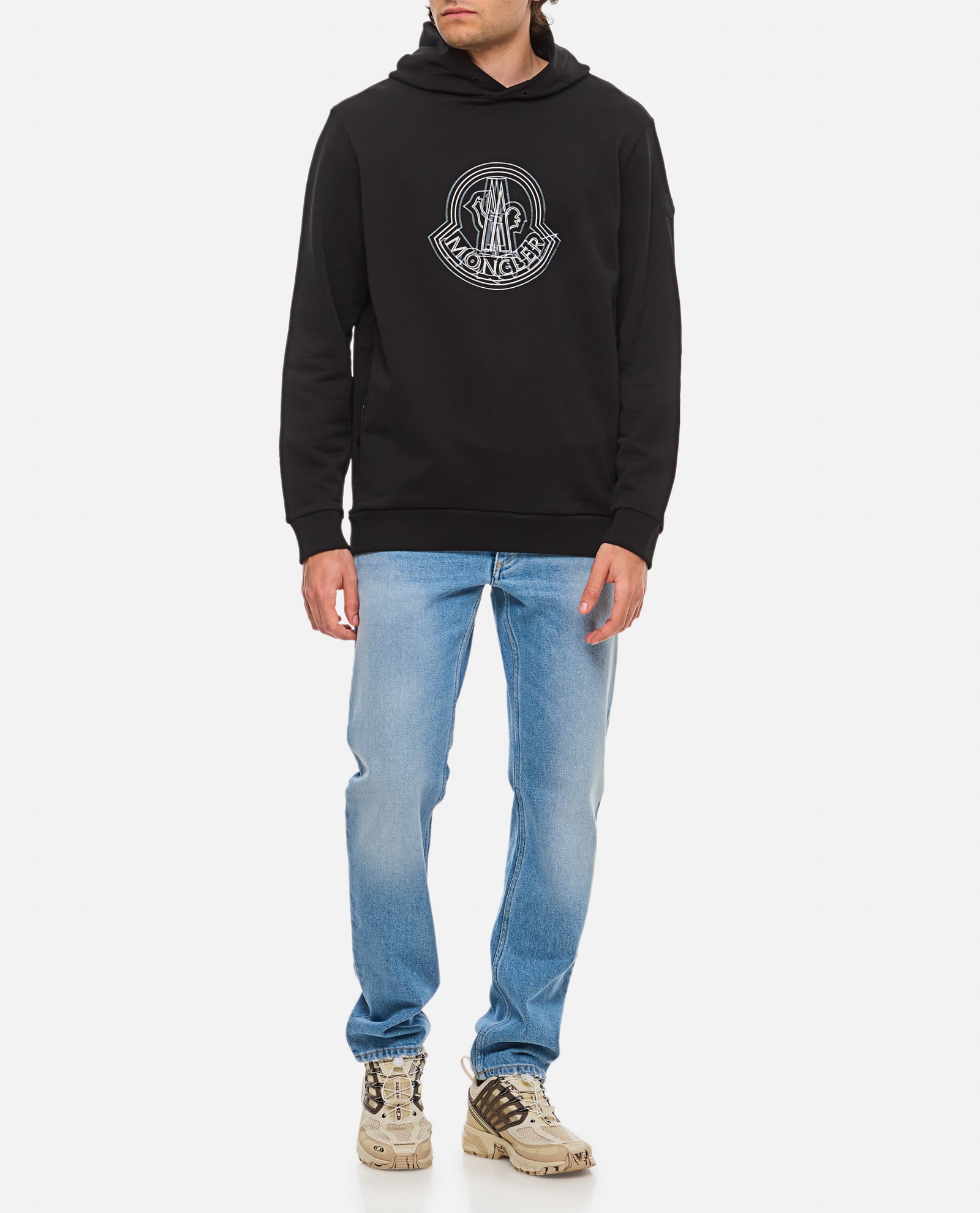 Shop Moncler Hoodie Sweater In Black