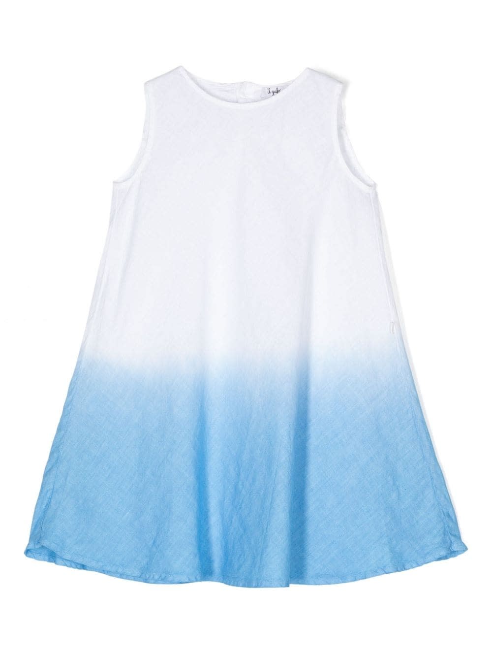 Shop Il Gufo Linen Dress With Juniper-blue Gradient Colour