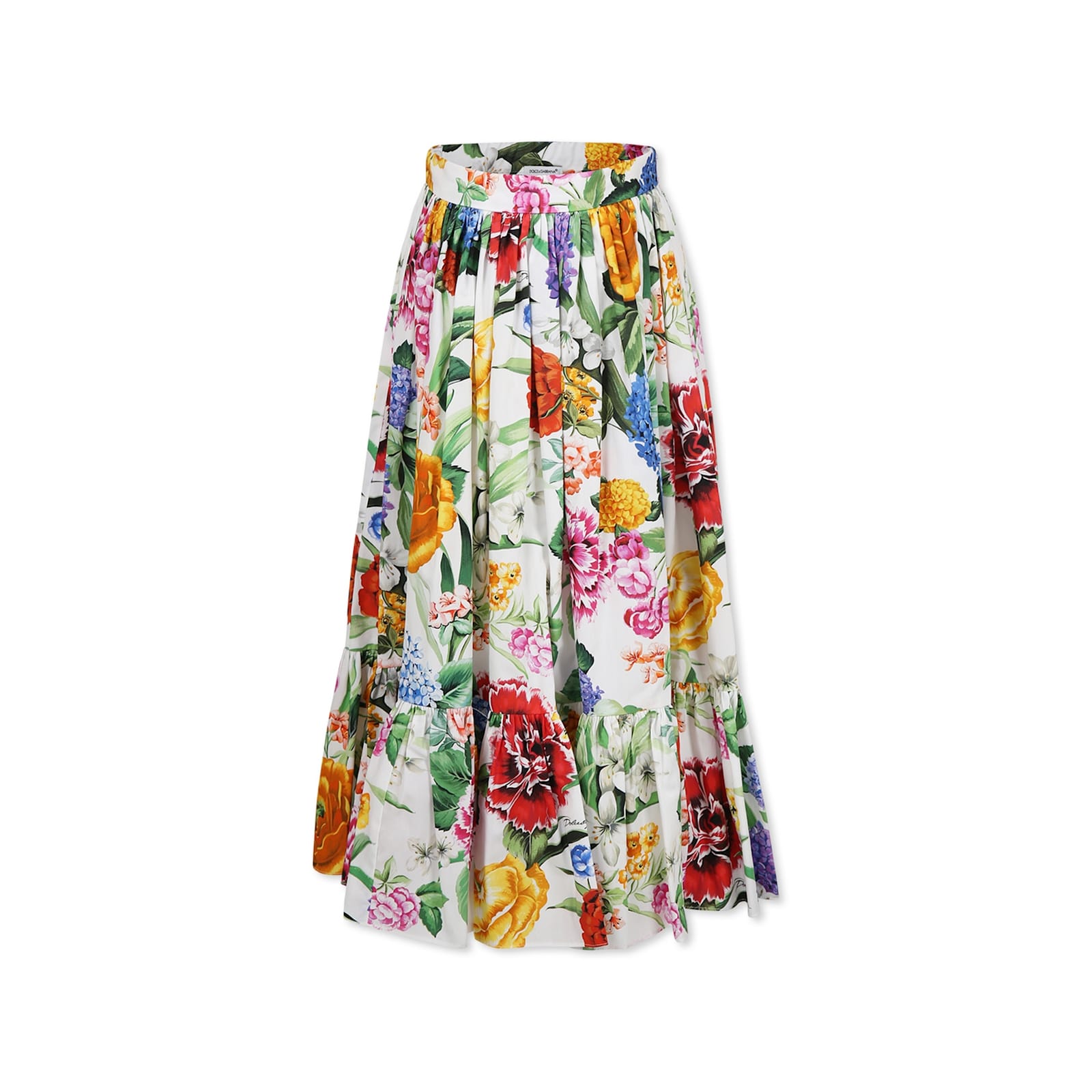 Dolce & Gabbana Multicolor Skirt For Girl With Floral Print In Multicolor