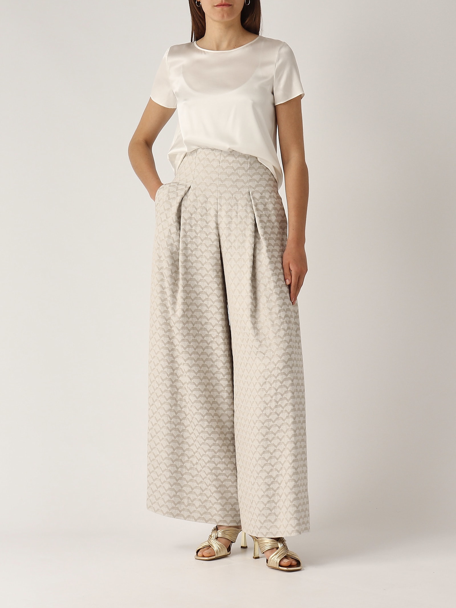 Emporio Armani Viscose Trousers In Nude