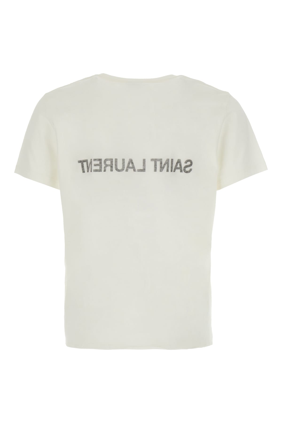 Shop Saint Laurent Ivory Cotton T-shirt In 9744