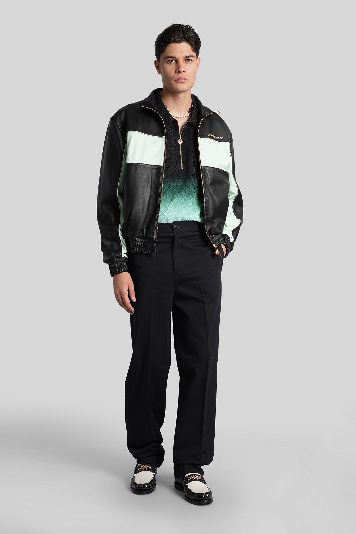 Casablanca Leather Jacket In Black Leather In Black