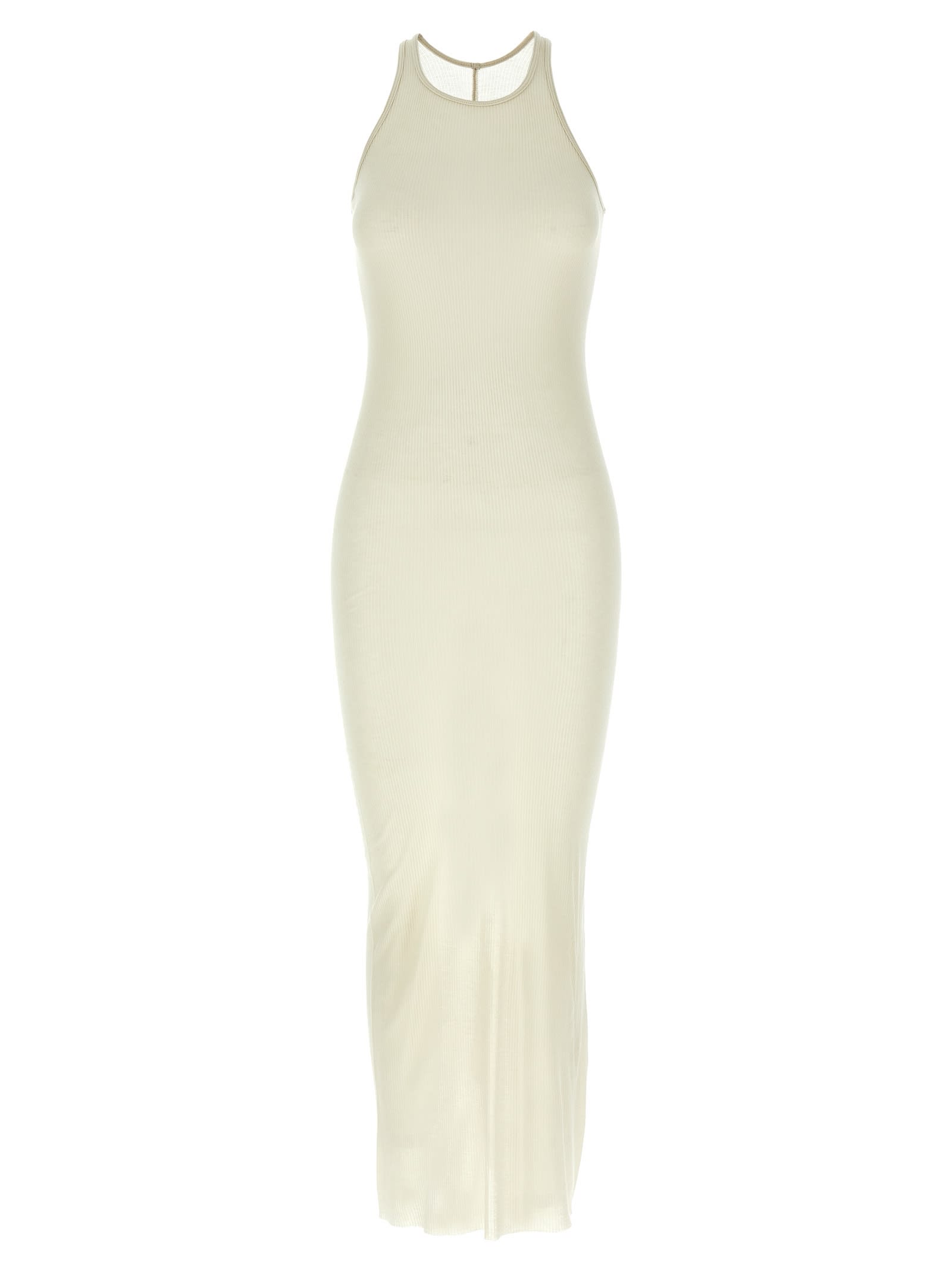 Rick Owens Ribbed Dress Dresses Beige In Neutral