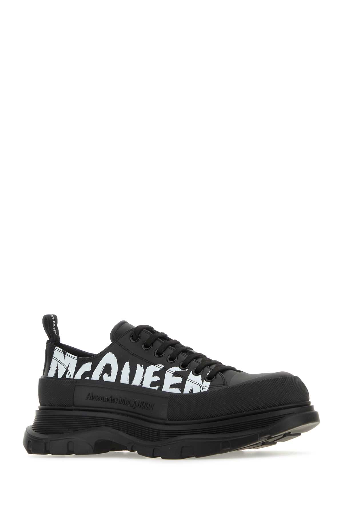 Alexander Mcqueen Black Leather Tread Slick Sneakers In Blkblkblkwhite