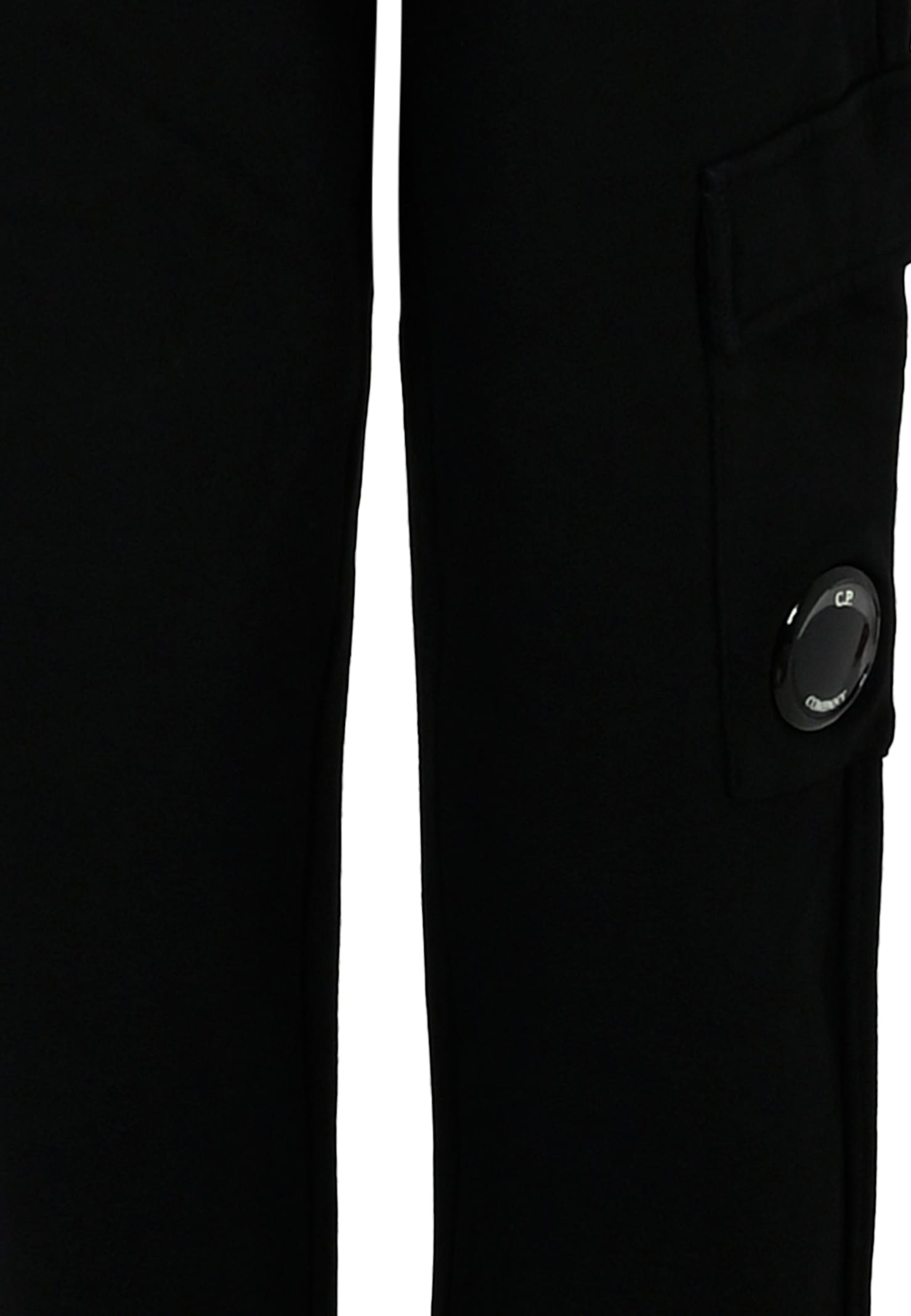 C.p. Company Undersixteen Black Trousers For Boy With Lens In Black