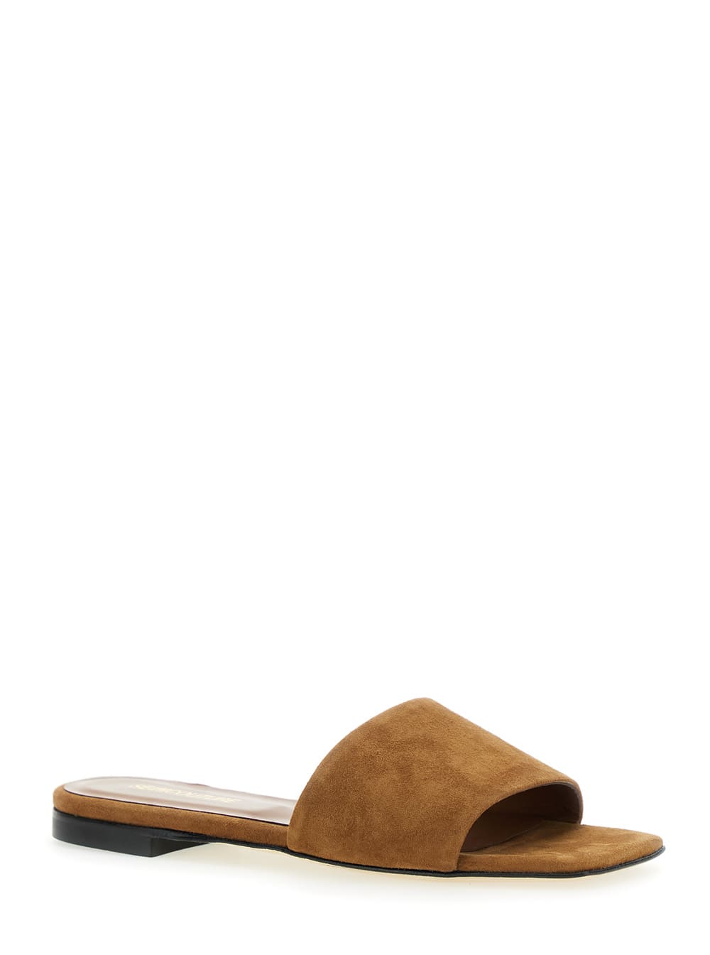 Semicouture Semi Couture Brown Slide Sandals In Suede Woman In Brown