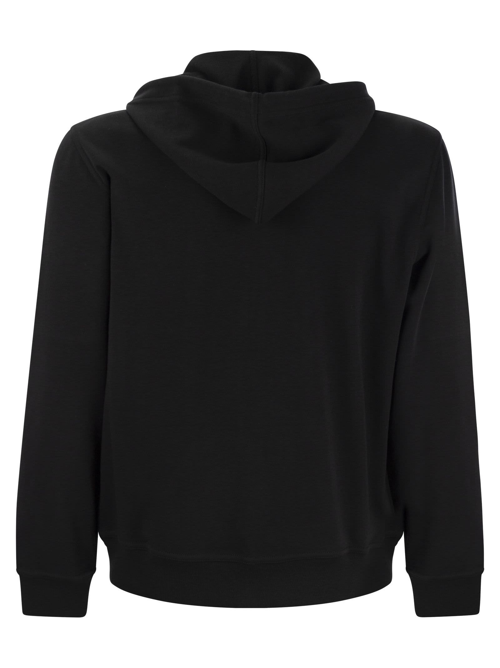 Shop Brunello Cucinelli Techno Cotton Interlock Zip-front Hooded Sweatshirt In Black