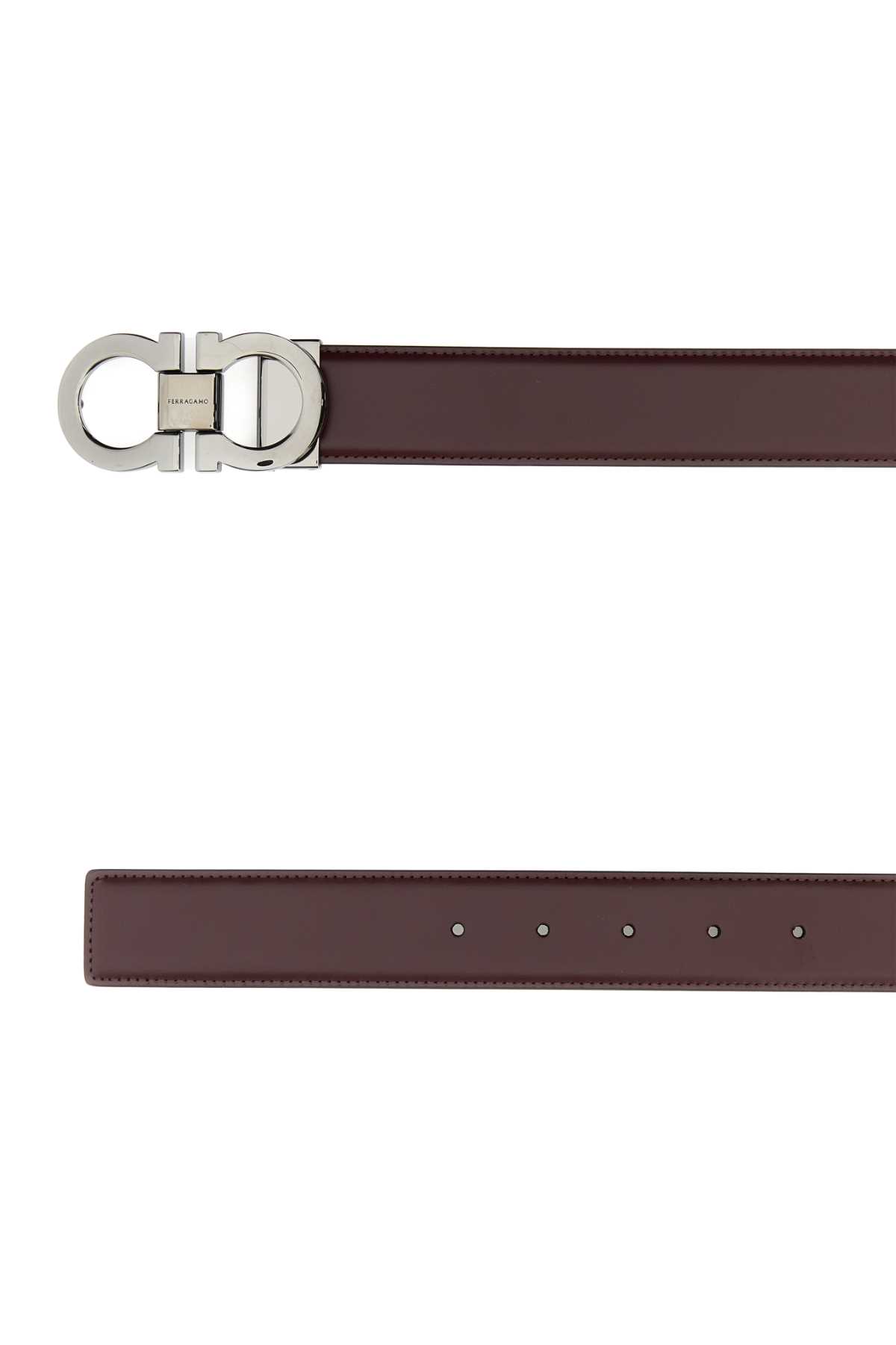 Shop Ferragamo Grape Leather Reversible Belt In Cordovantmoro