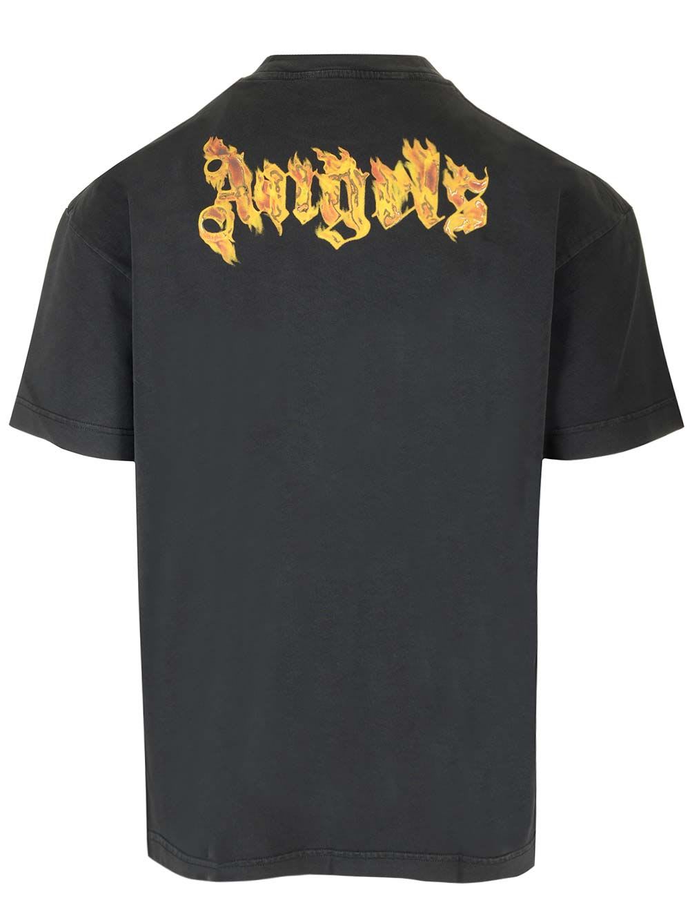 Shop Palm Angels Burning Logo T-shirt In Black