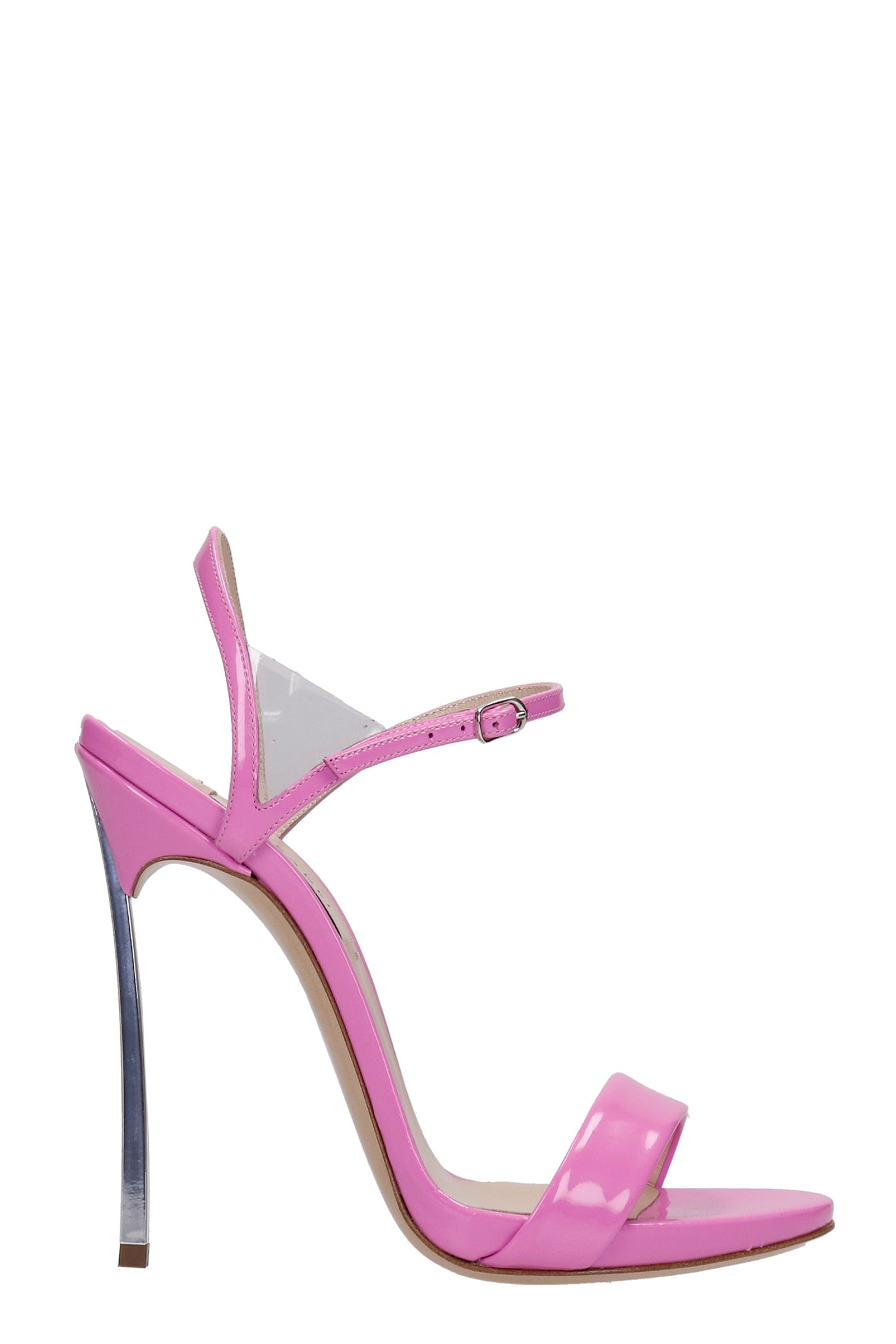 Casadei Sandals In Rose-pink Patent Leather