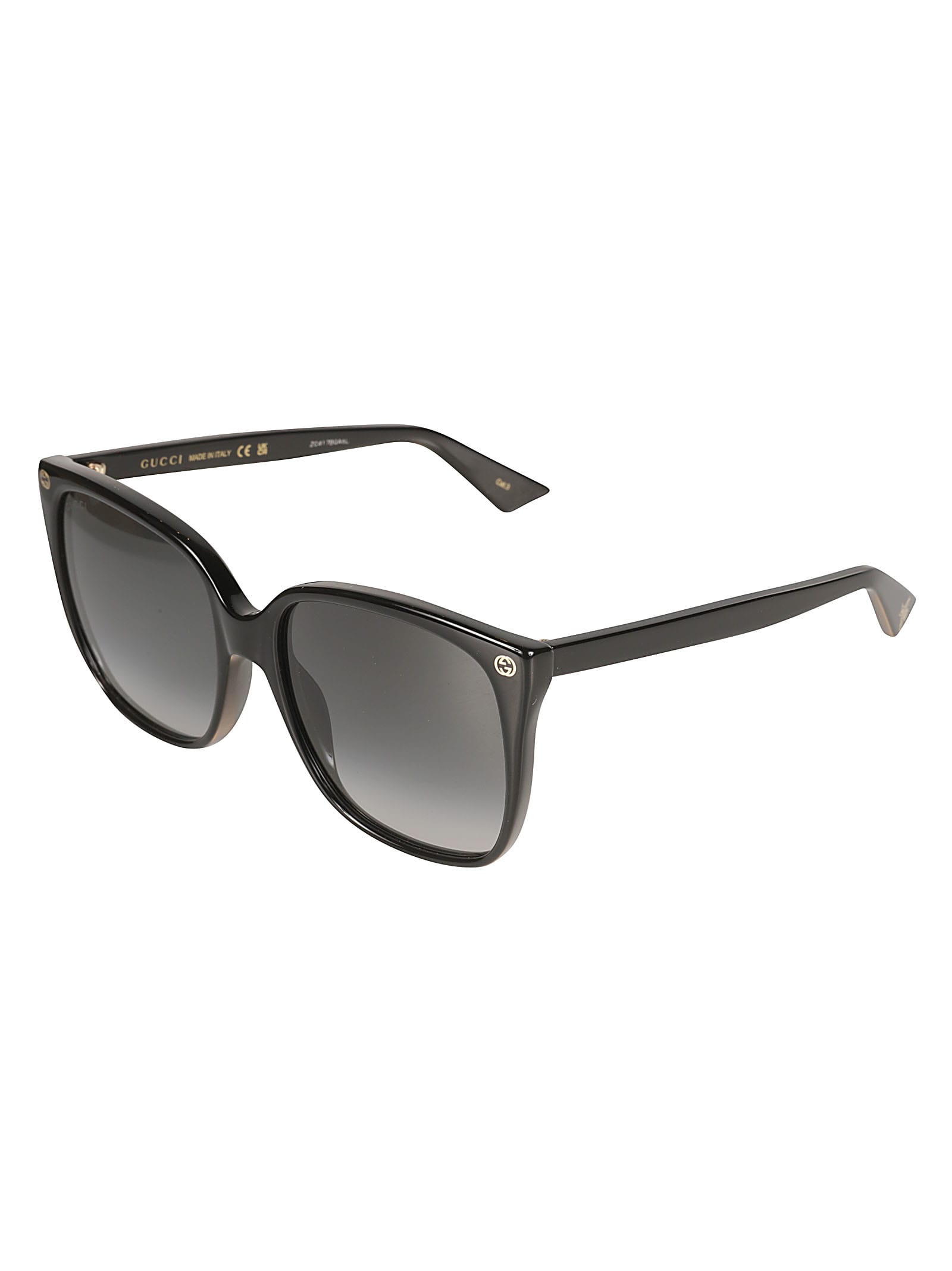 Shop Gucci Classic Square Frame Sunglasses In Black/grey