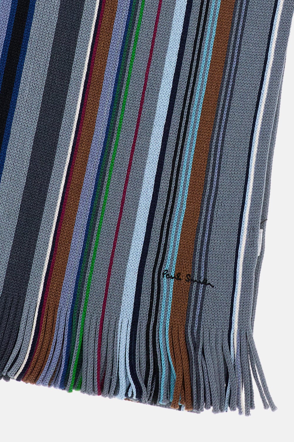 Paul Smith Ivan Stripe Wool Scarf Grey In Multi