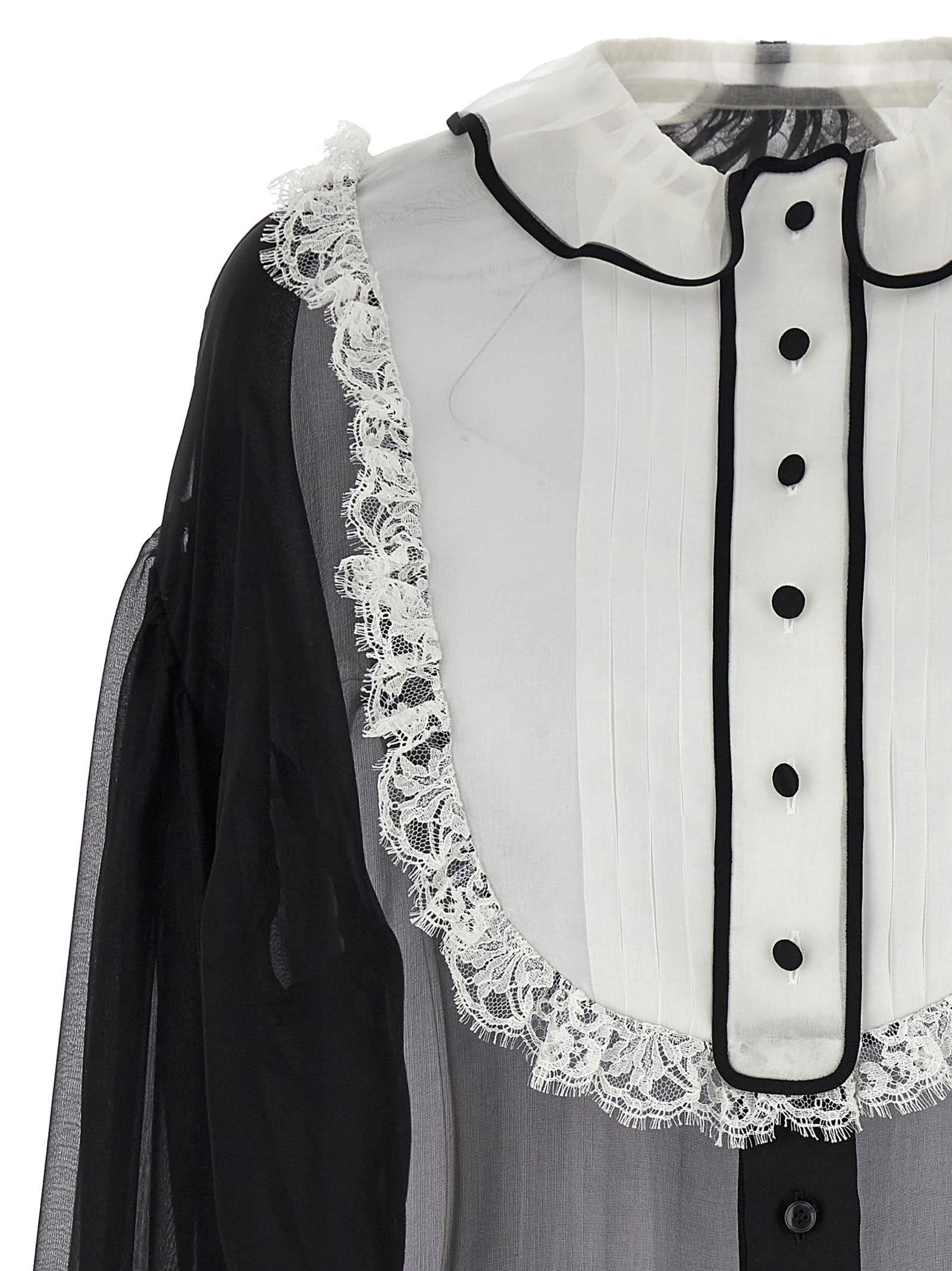 Shop Dolce & Gabbana Contrast Plastron Shirt In Nero (white)