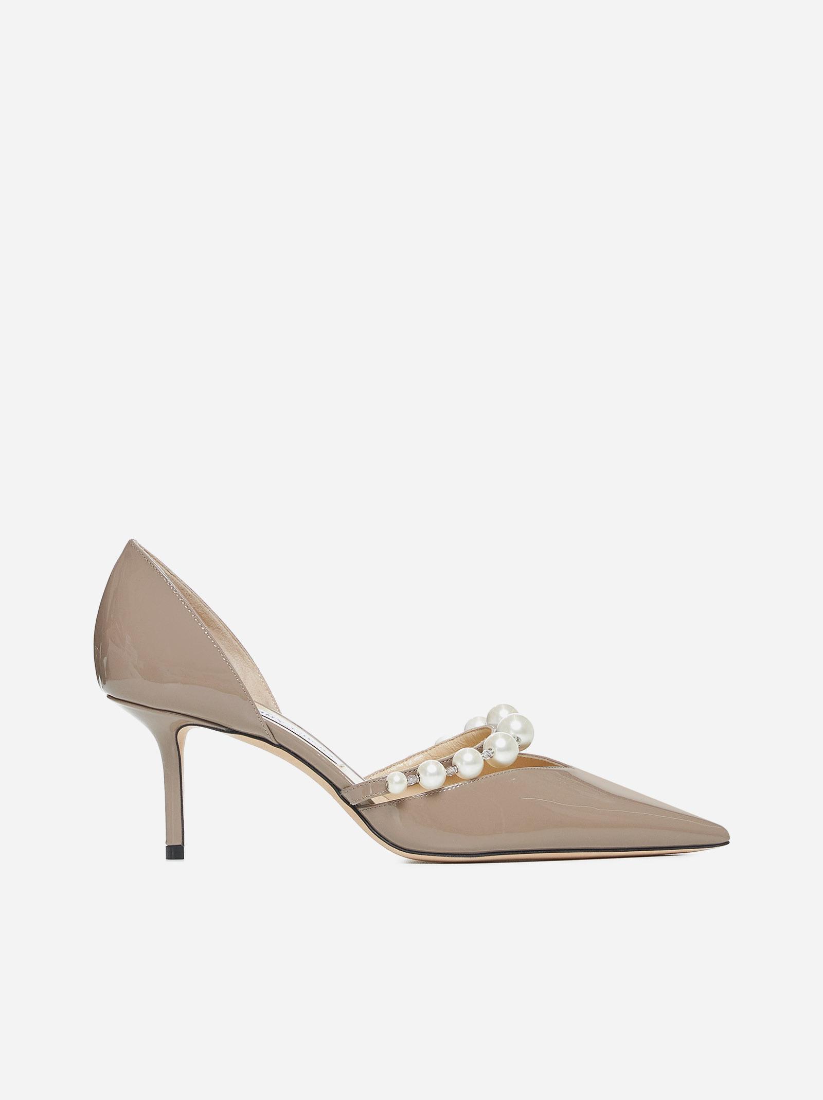 Shop Jimmy Choo Aurelie Patent Leather Pumps In Grigio