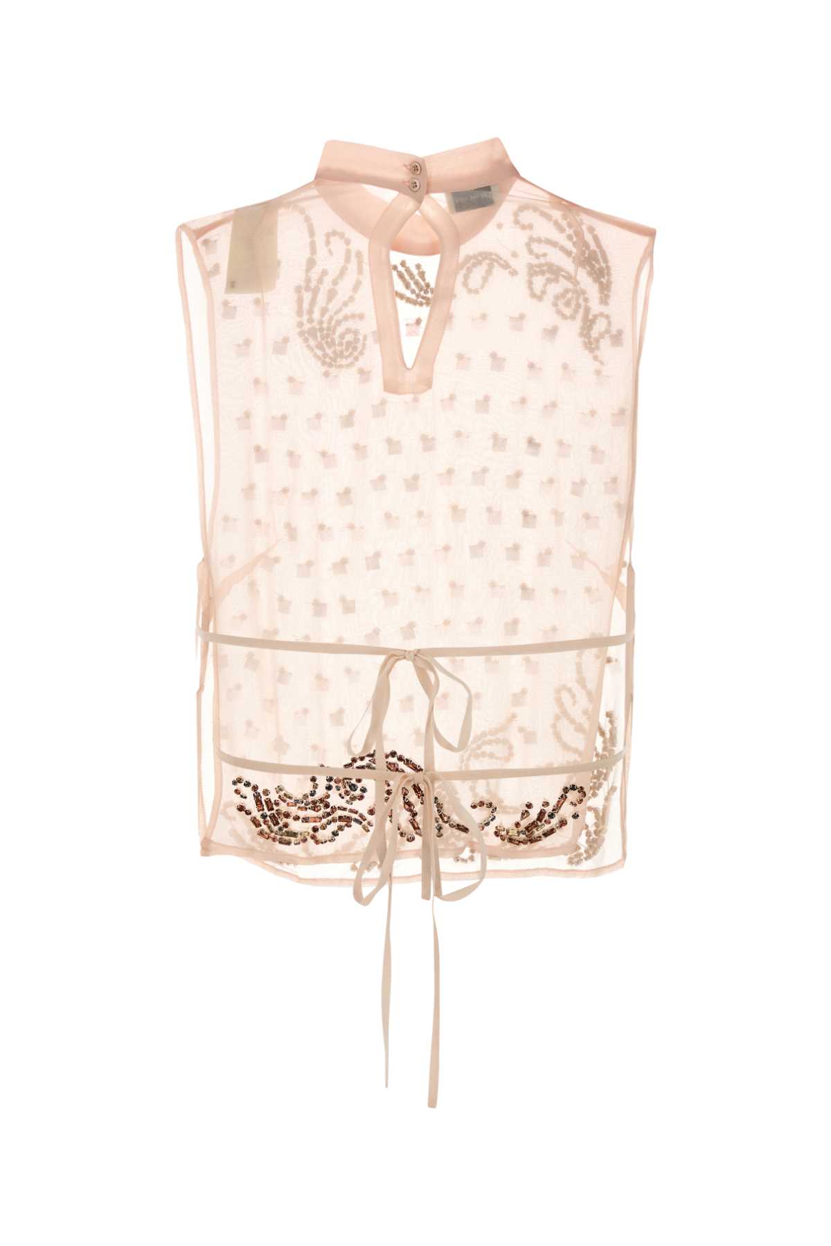 Dries Van Noten Carmasa Top With Keyhole Neck And Tie Detail In Pink